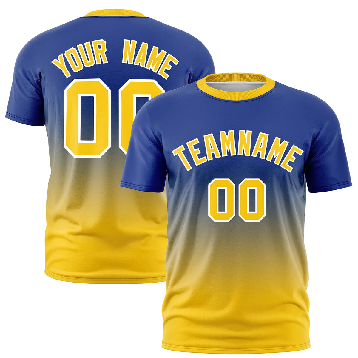 Custom Royal Blue-Gold01 Gradient Fashion Design Performance T-Shirt