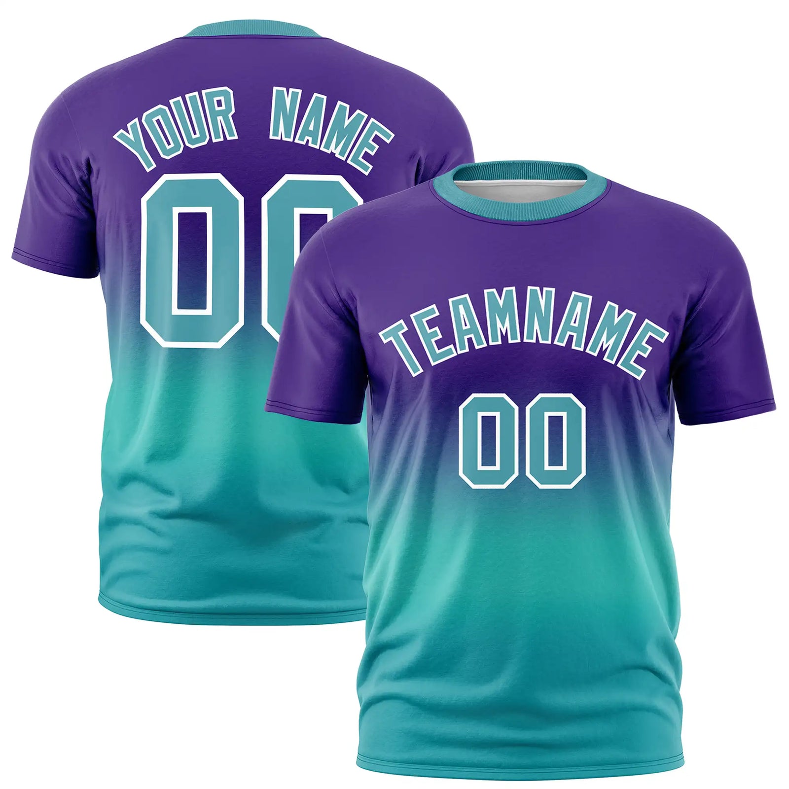 Custom Purple-Aqua Gradient Fashion Design Performance T-Shirt