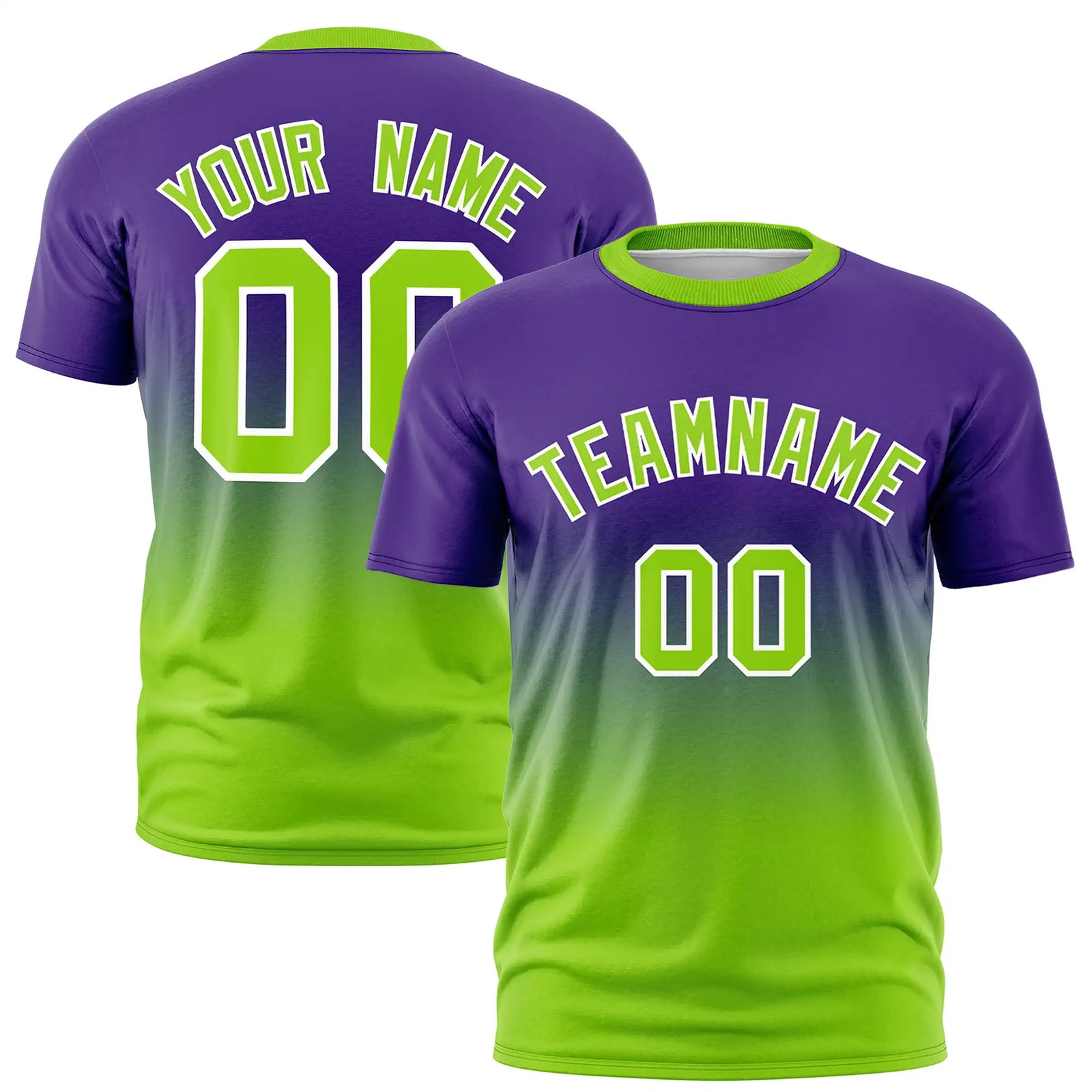 Custom Purple-Neon Green Gradient Fashion Design Performance T-Shirt