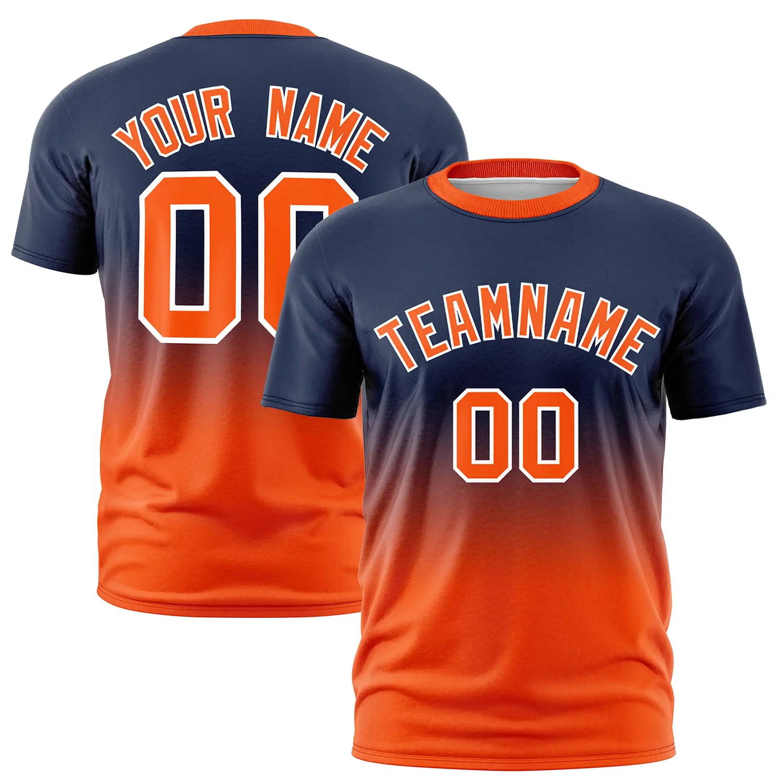 Custom Navy-Orange Gradient Fashion Design Performance T-Shirt