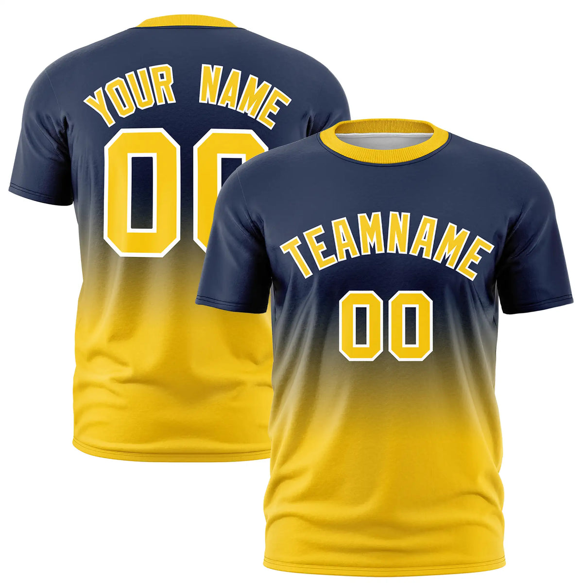 Custom Navy-Gold01 Gradient Fashion Design Performance T-Shirt