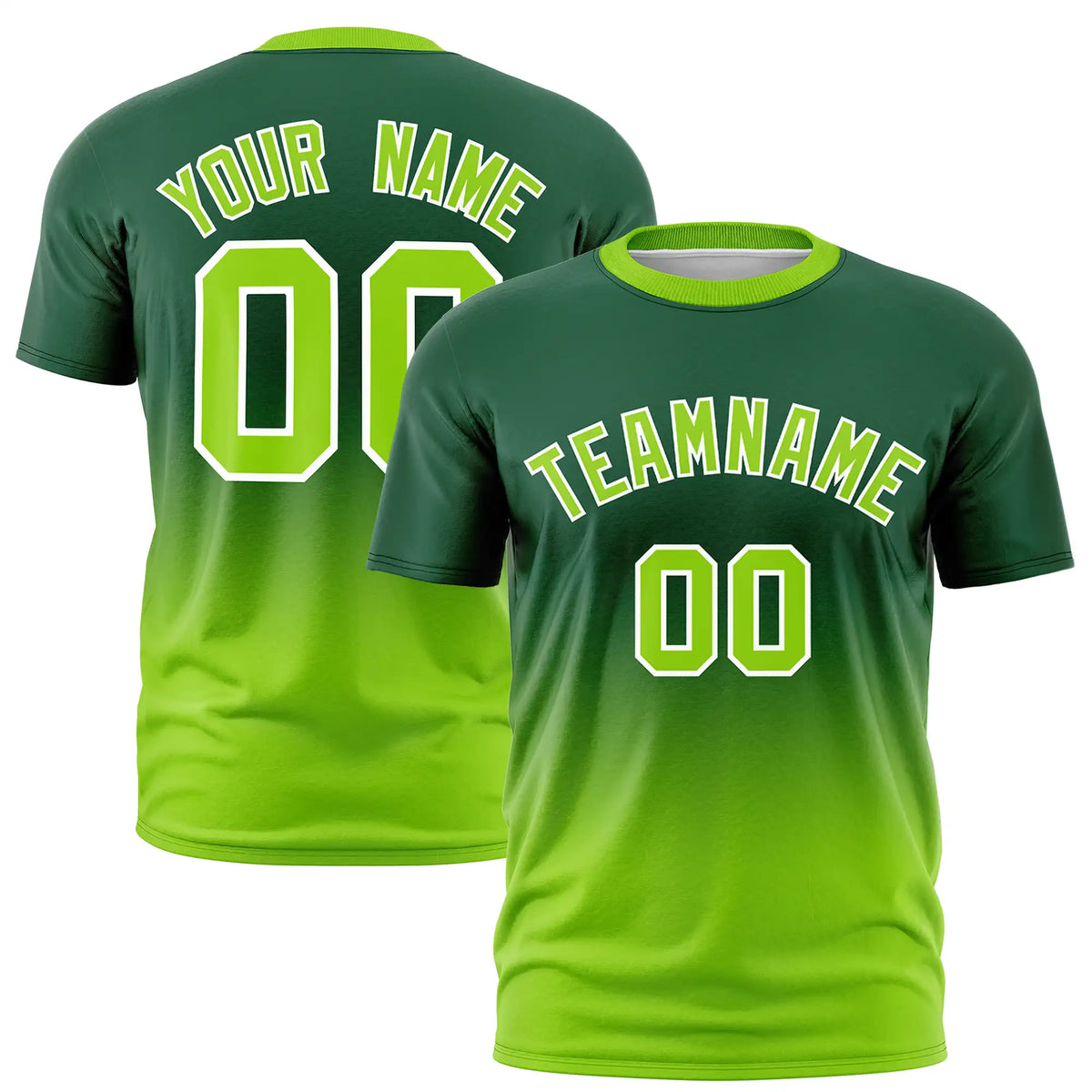Custom Green-Neon Green Gradient Fashion Design Performance T-Shirt