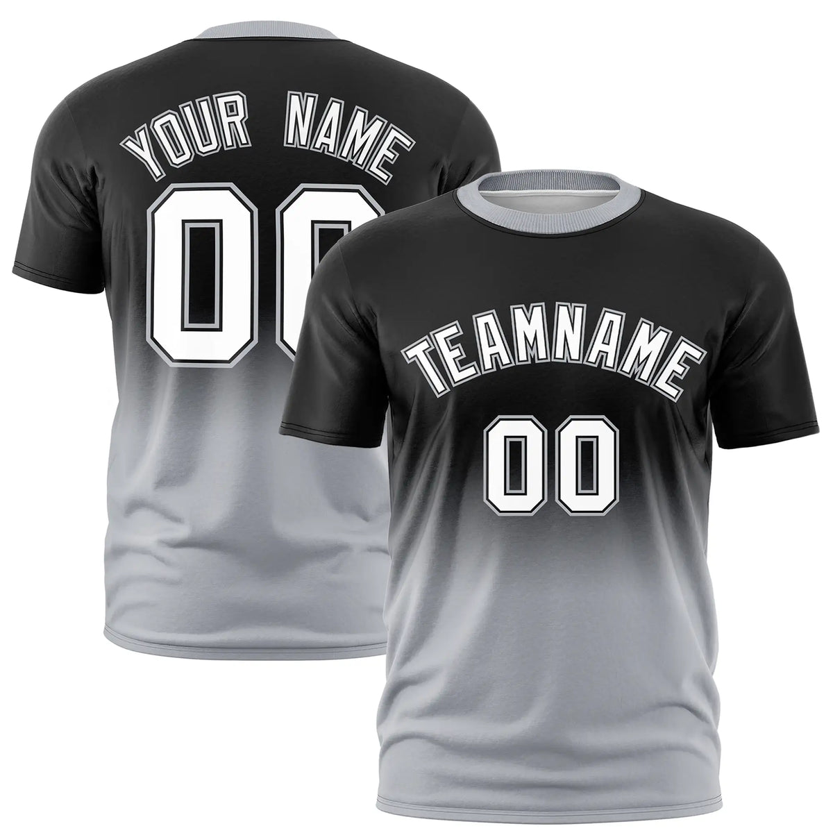 Custom Black-Gray Gradient Fashion Design Performance T-Shirt