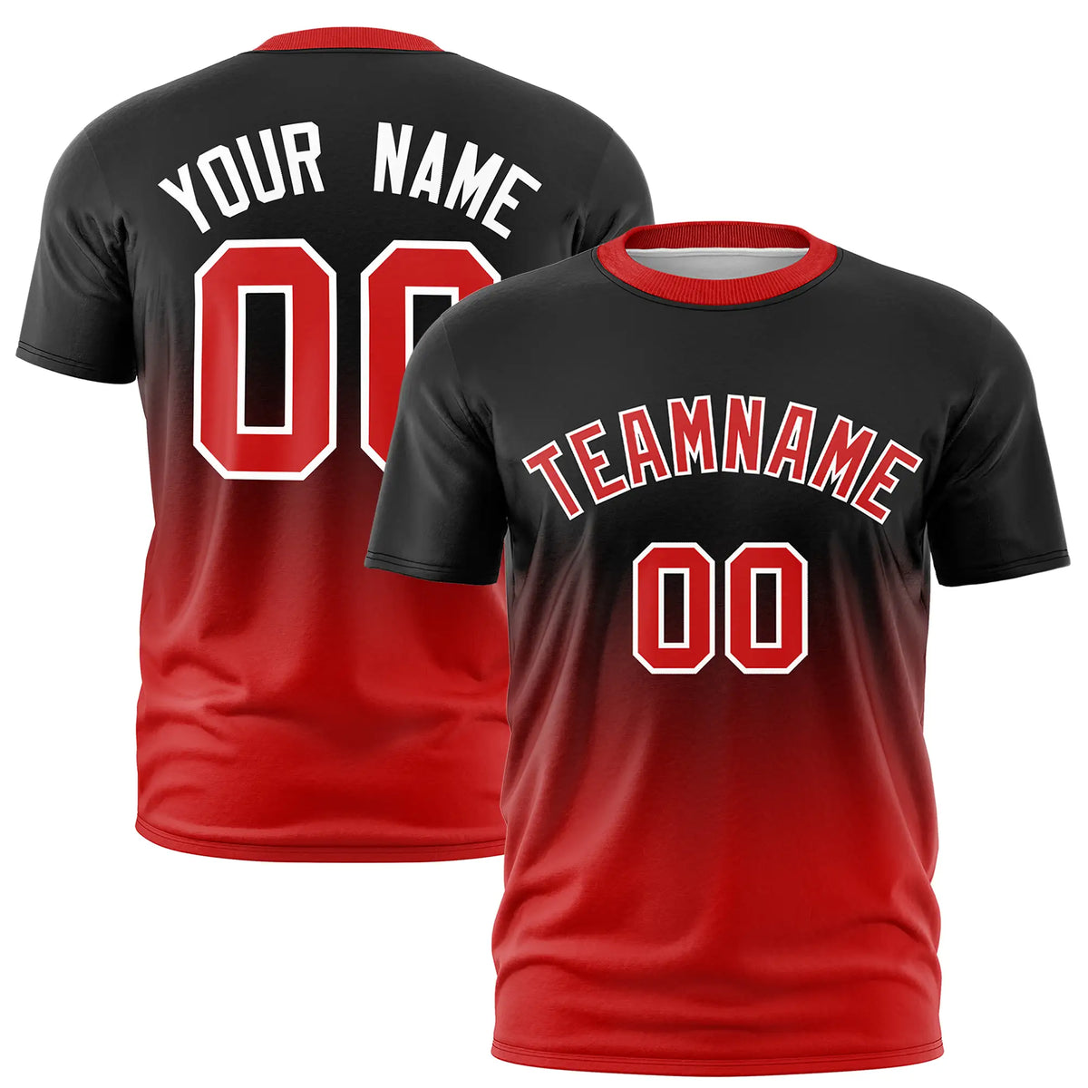 Custom Black-Red Gradient Fashion Design Performance T-Shirt