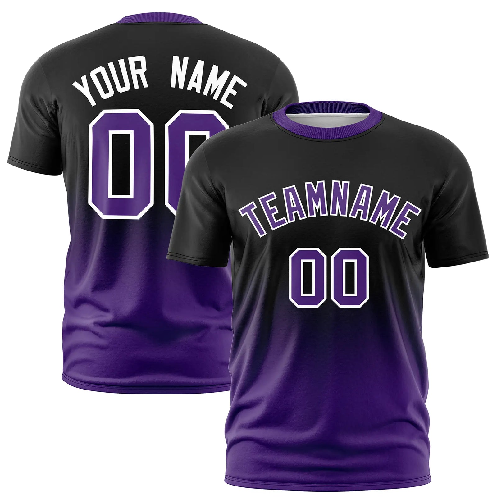 Custom Black-Purple Gradient Fashion Design Performance T-Shirt