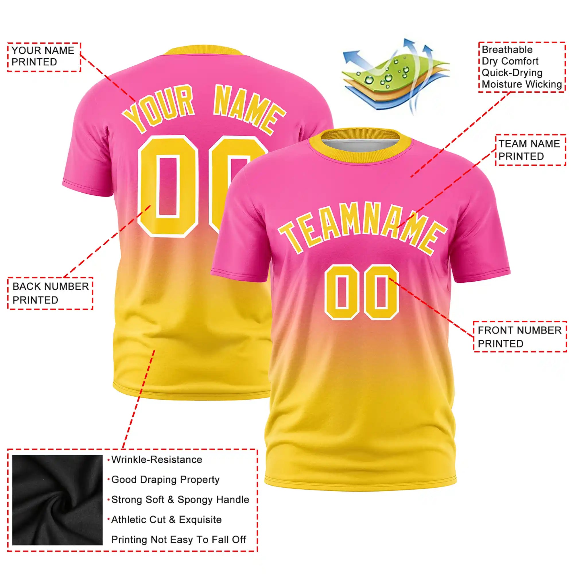 Custom Pink-Gold01 Gradient Fashion Design Performance T-Shirt