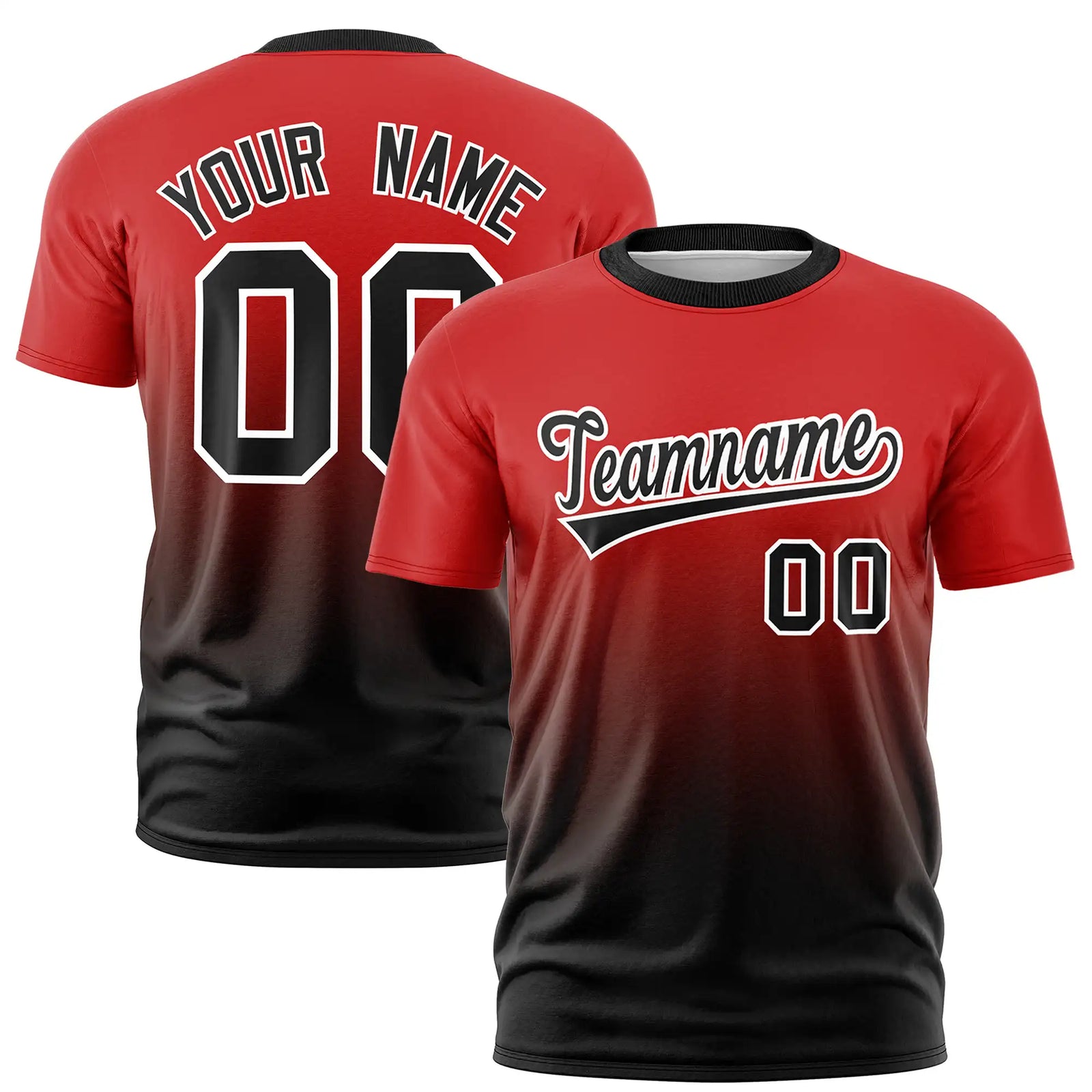 Custom Red-Black Gradient Fashion Design Performance T-Shirt