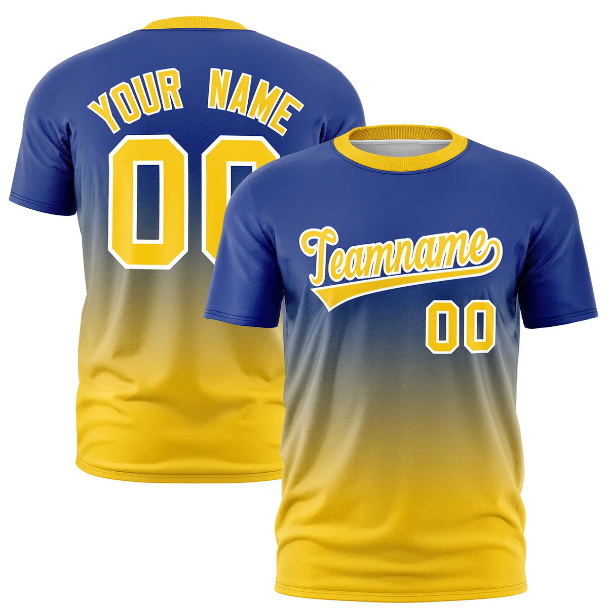Custom Royal Blue-Gold01 Gradient Fashion Design Performance T-Shirt