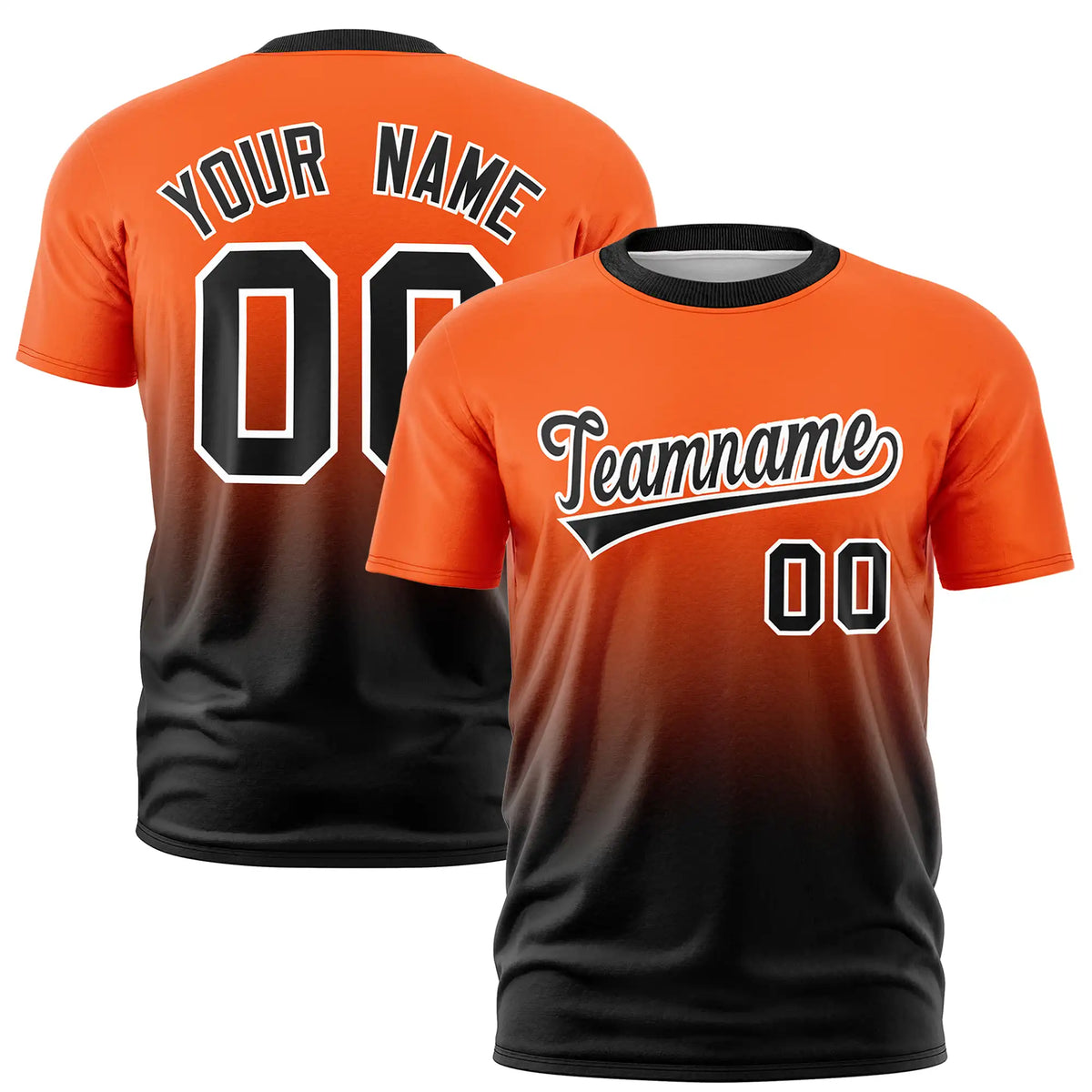 Custom Orange-Black Gradient Fashion Design Performance T-Shirt
