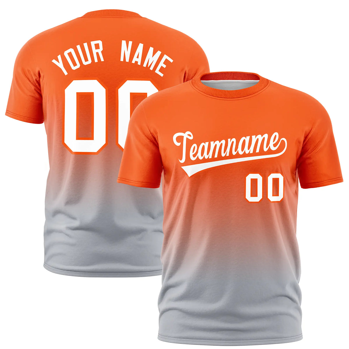 Custom Orange-Gray Gradient Fashion Design Performance T-Shirt