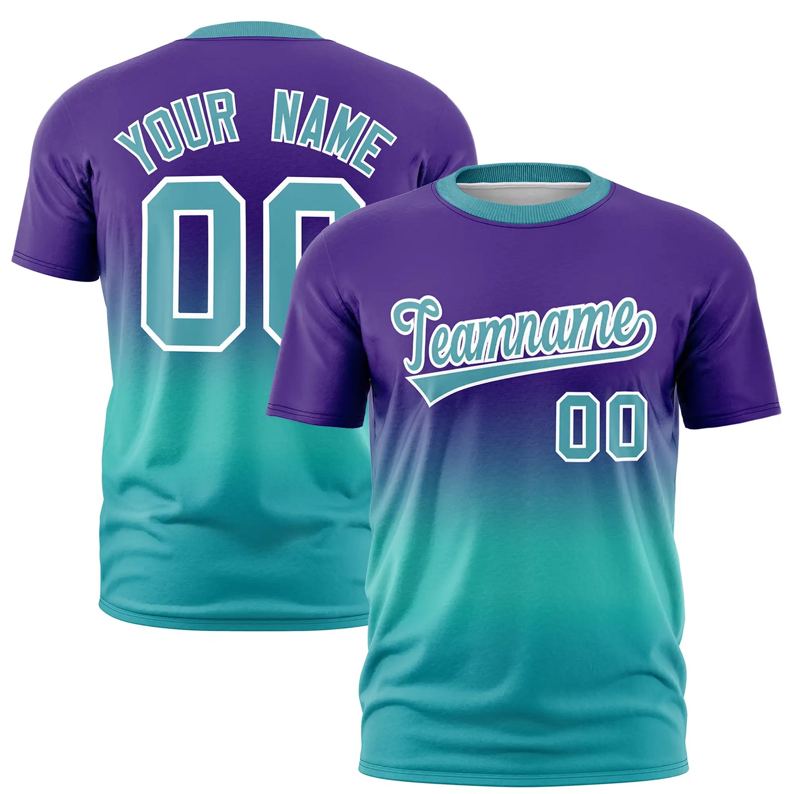 Custom Purple-Aqua Gradient Fashion Design Performance T-Shirt