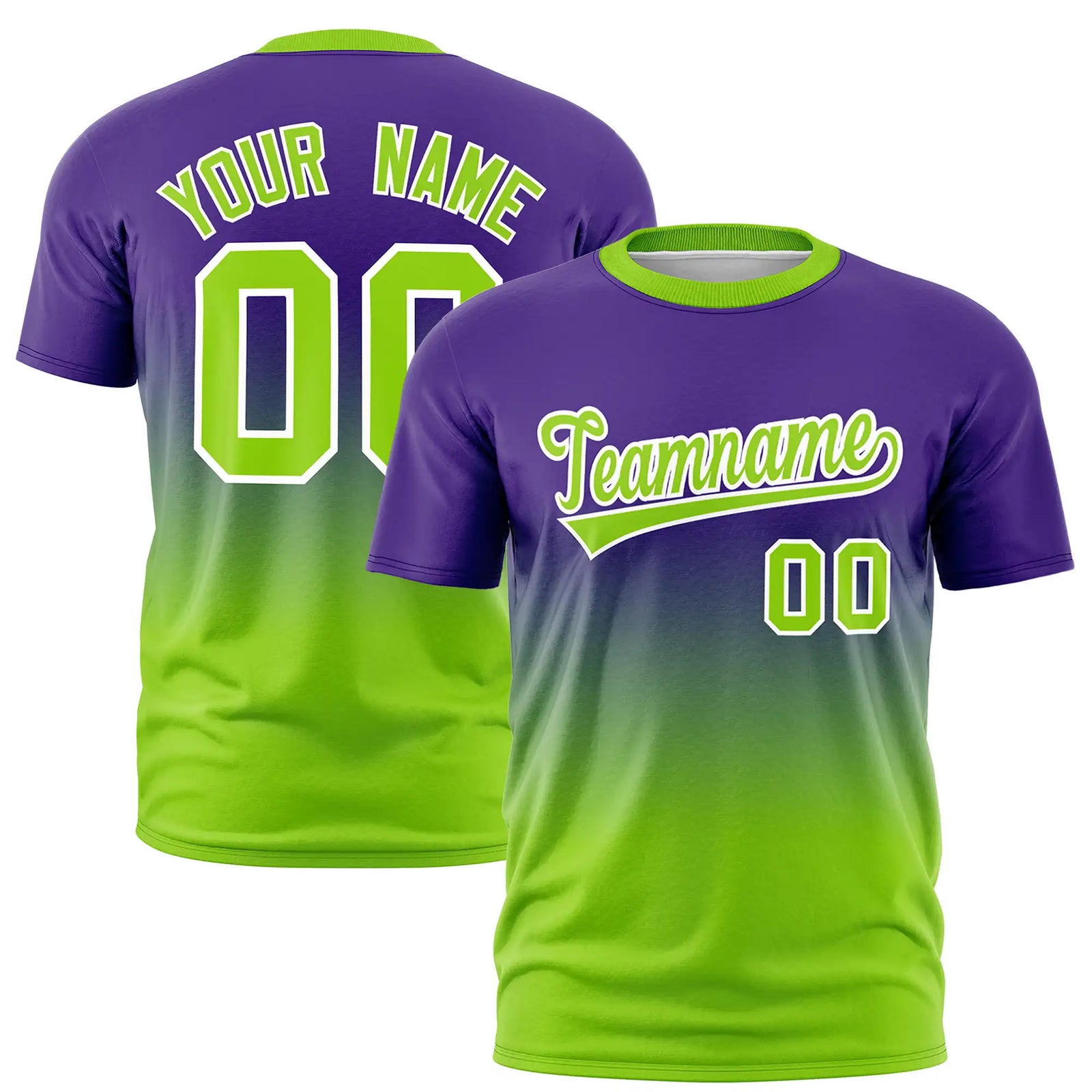 Custom Purple-Neon Green Gradient Fashion Design Performance T-Shirt
