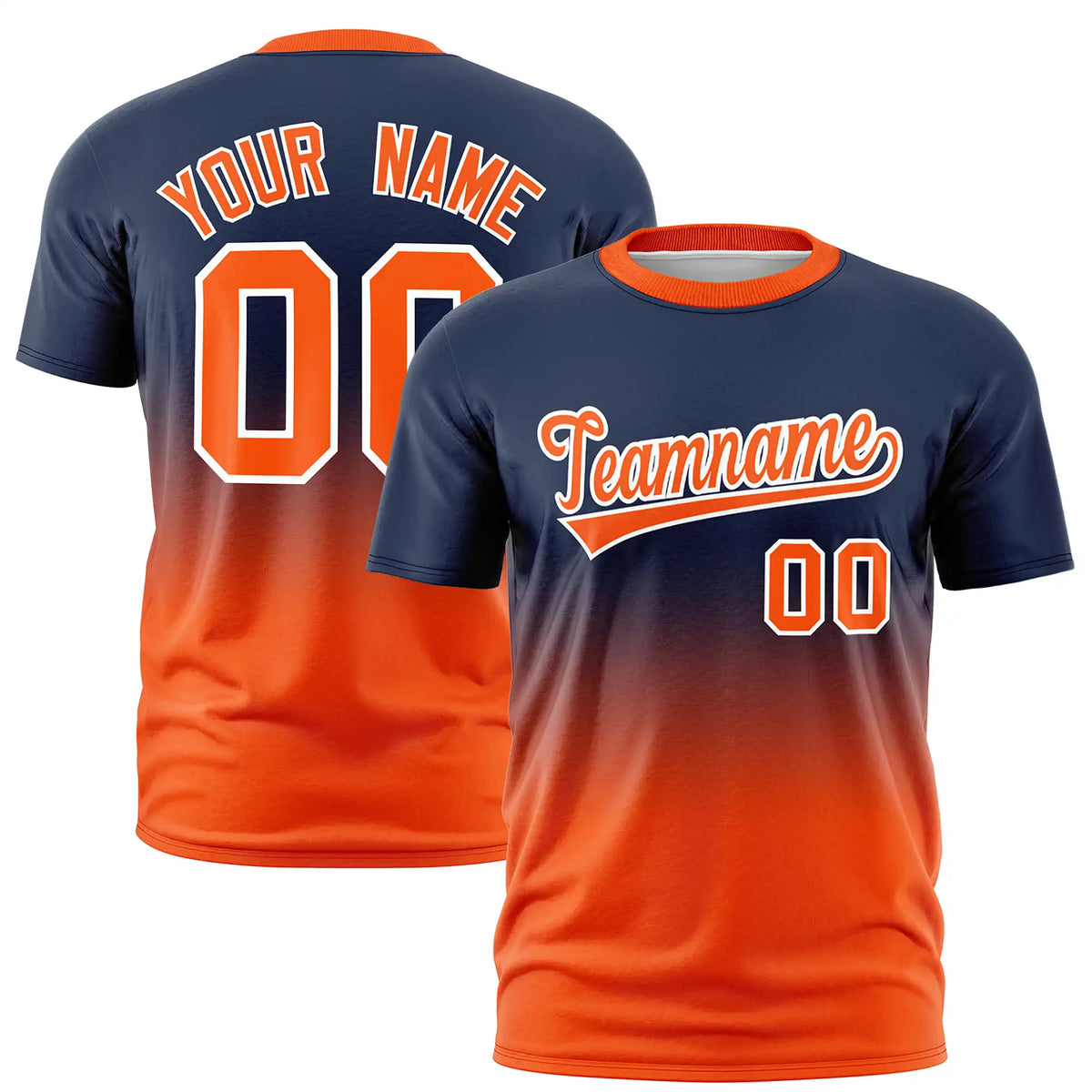 Custom Navy-Orange Gradient Fashion Design Performance T-Shirt