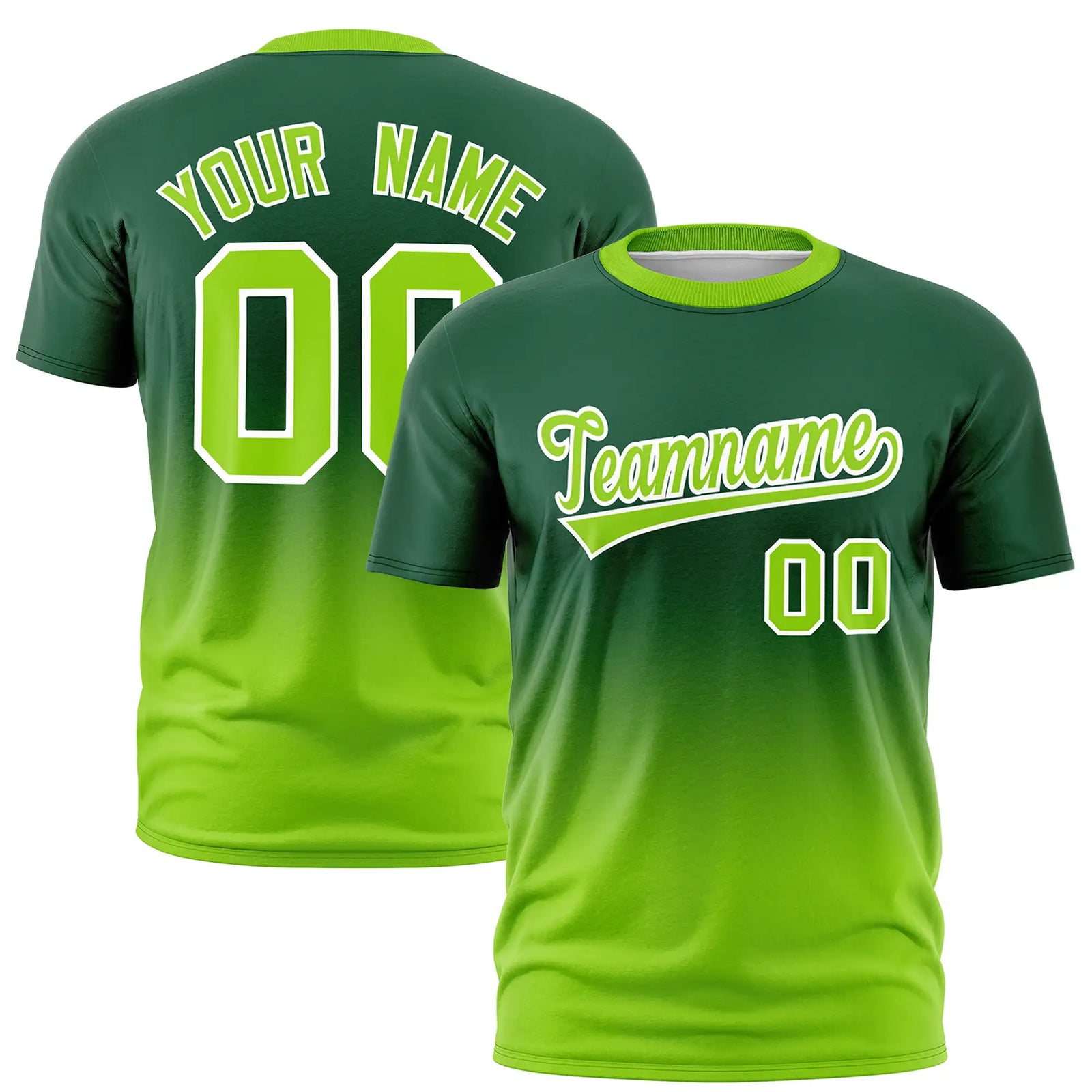 Custom Green-Neon Green Gradient Fashion Design Performance T-Shirt