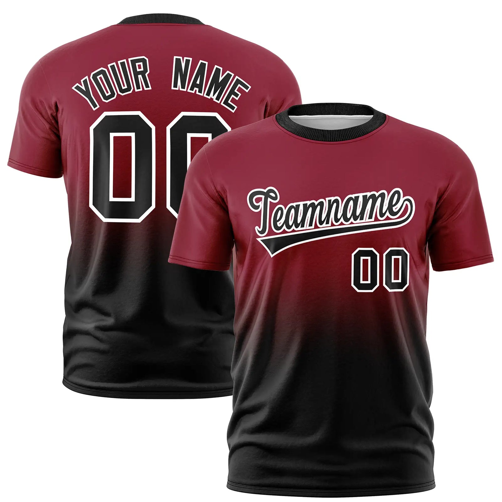 Custom Crimson-Black Gradient Fashion Design Performance T-Shirt