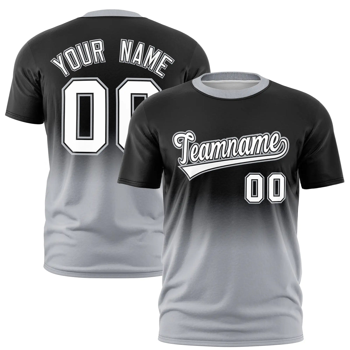 Custom Black-Gray Gradient Fashion Design Performance T-Shirt