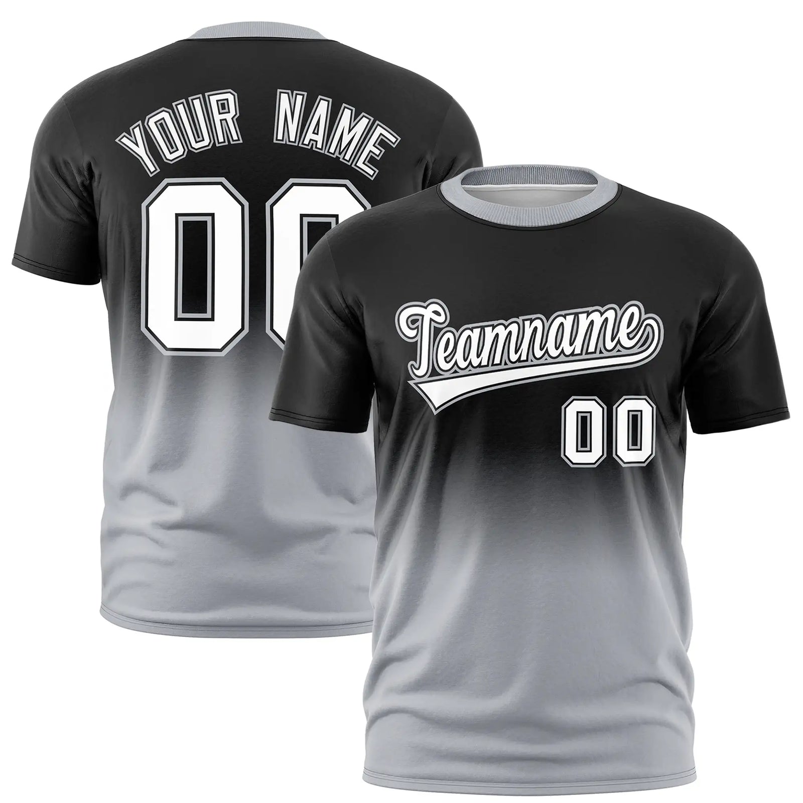 Custom Black-Gray Gradient Fashion Design Performance T-Shirt