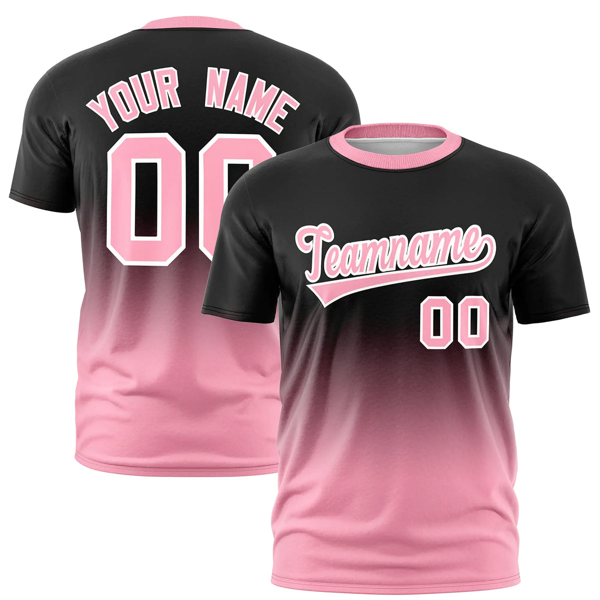 Custom Black-Light Pink Gradient Fashion Design Performance T-Shirt