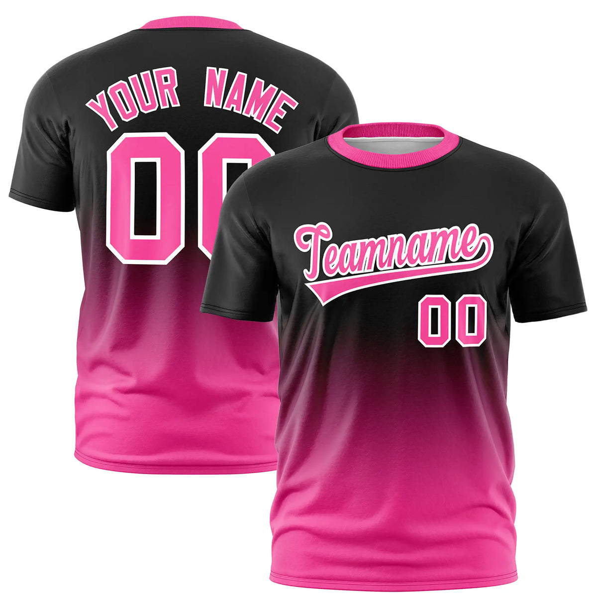 Custom Black-Pink Gradient Fashion Design Performance T-Shirt