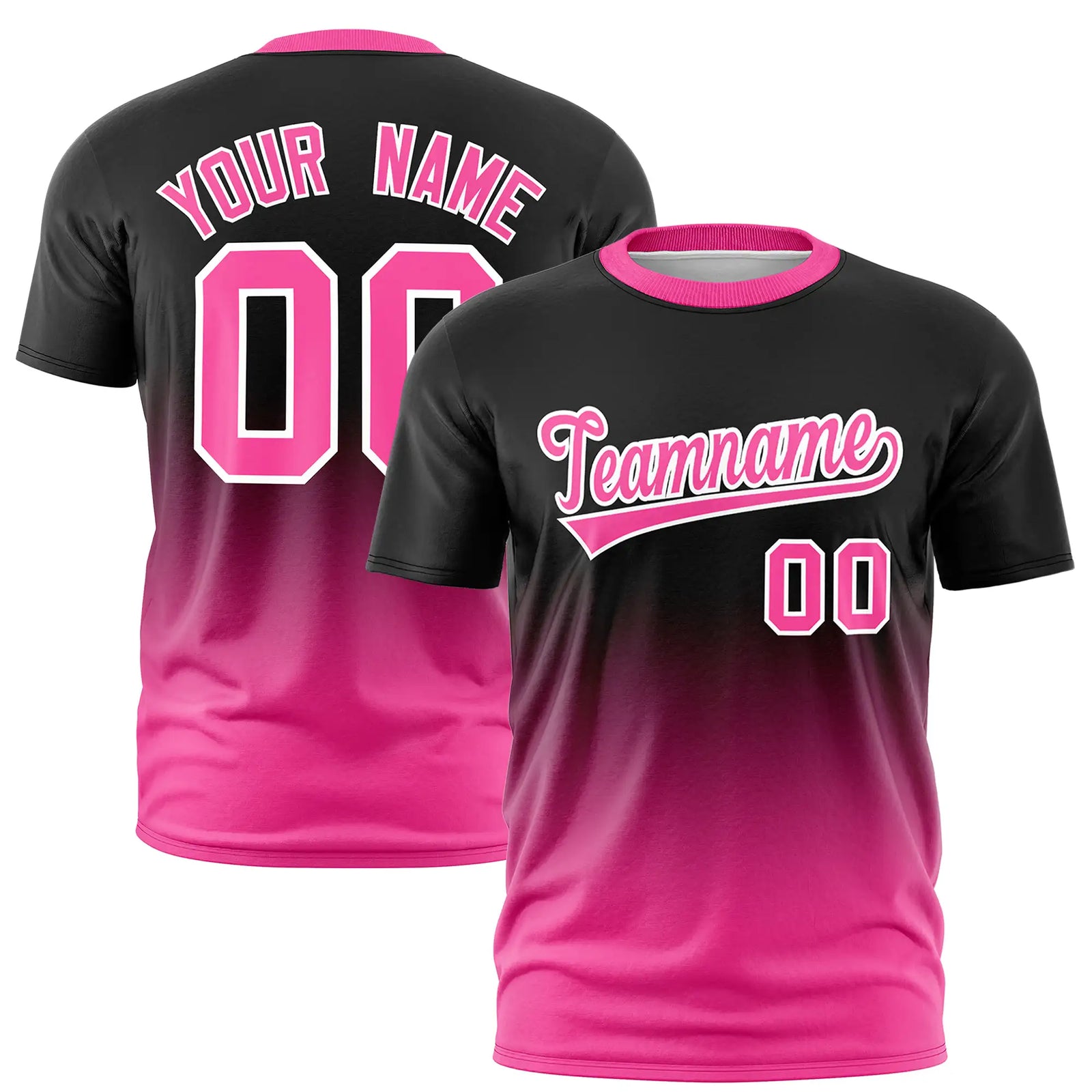Custom Black-Pink Gradient Fashion Design Performance T-Shirt