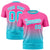 Custom Pink-Sky Blue Gradient Fashion Design Performance T-Shirt