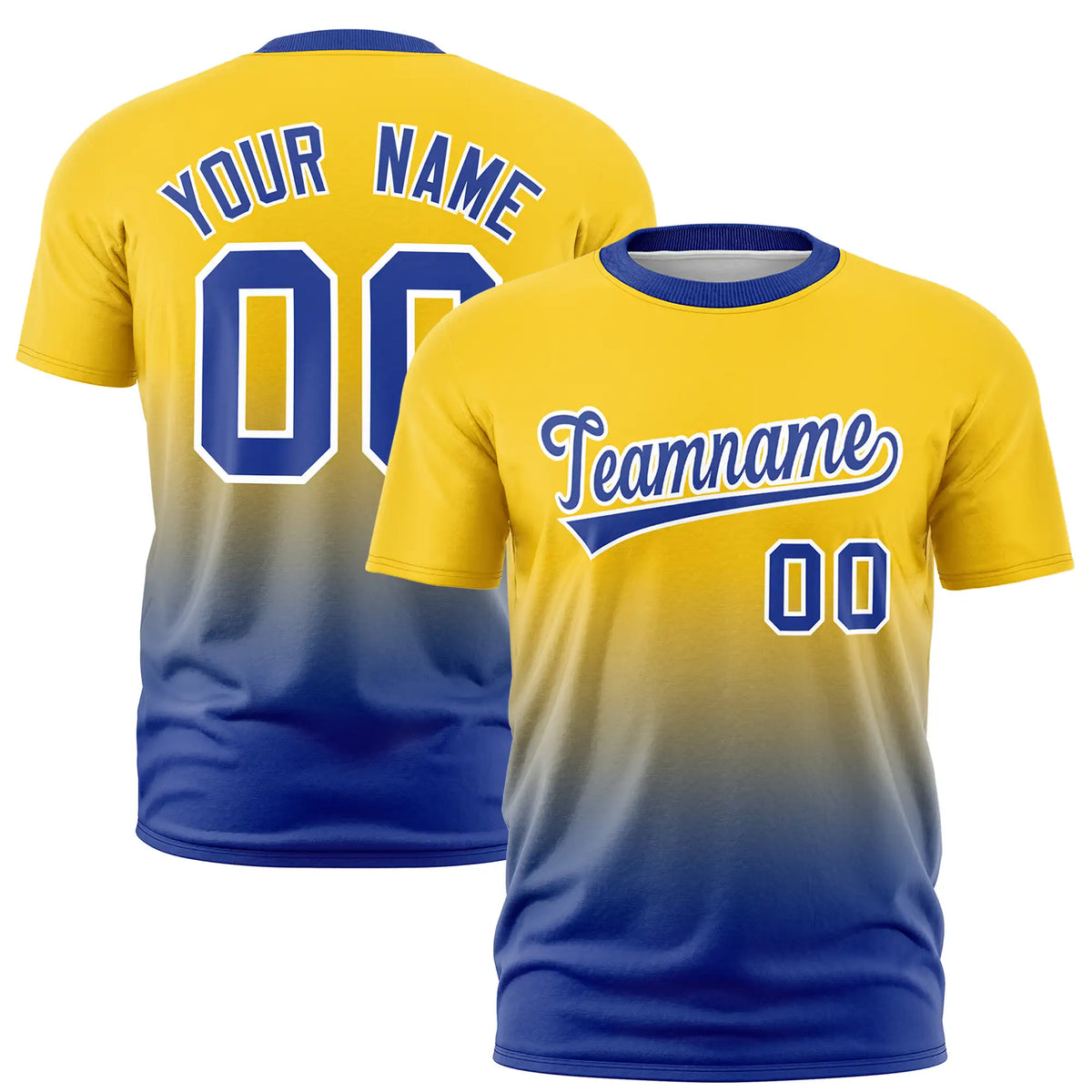 Custom Gold01-Royal Blue Gradient Fashion Design Performance T-Shirt