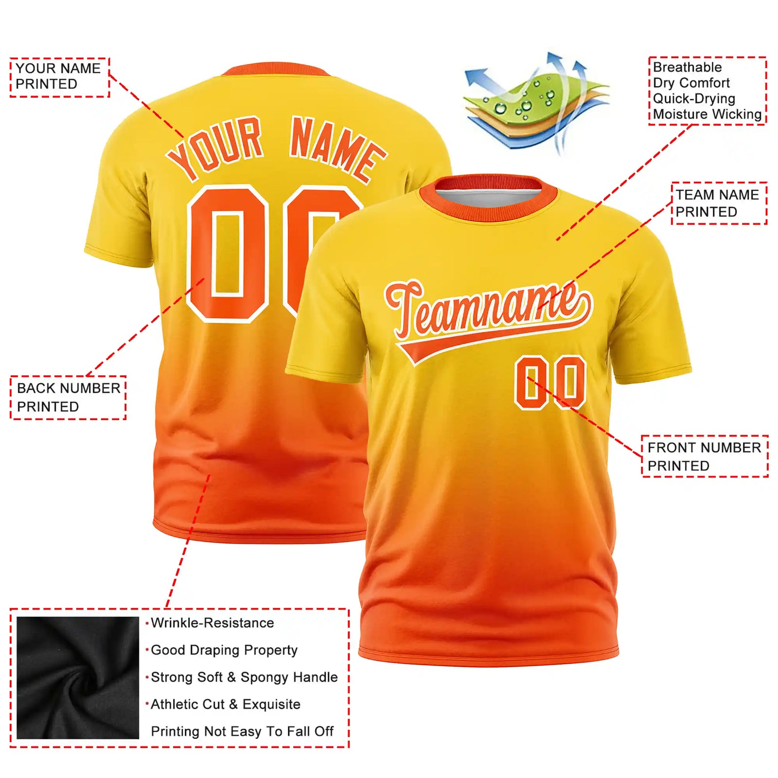 Custom Gold01-Orange Gradient Fashion Design Performance T-Shirt