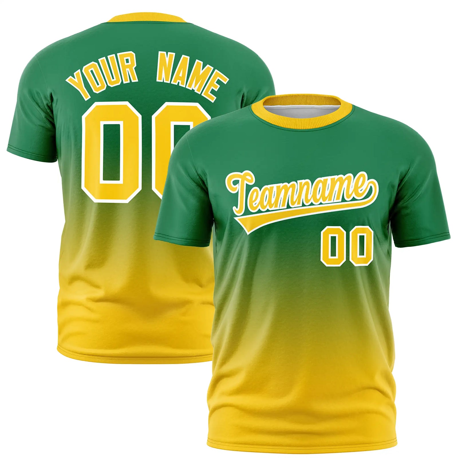 Custom Kelly Green-Gold01 Gradient Fashion Design Performance T-Shirt