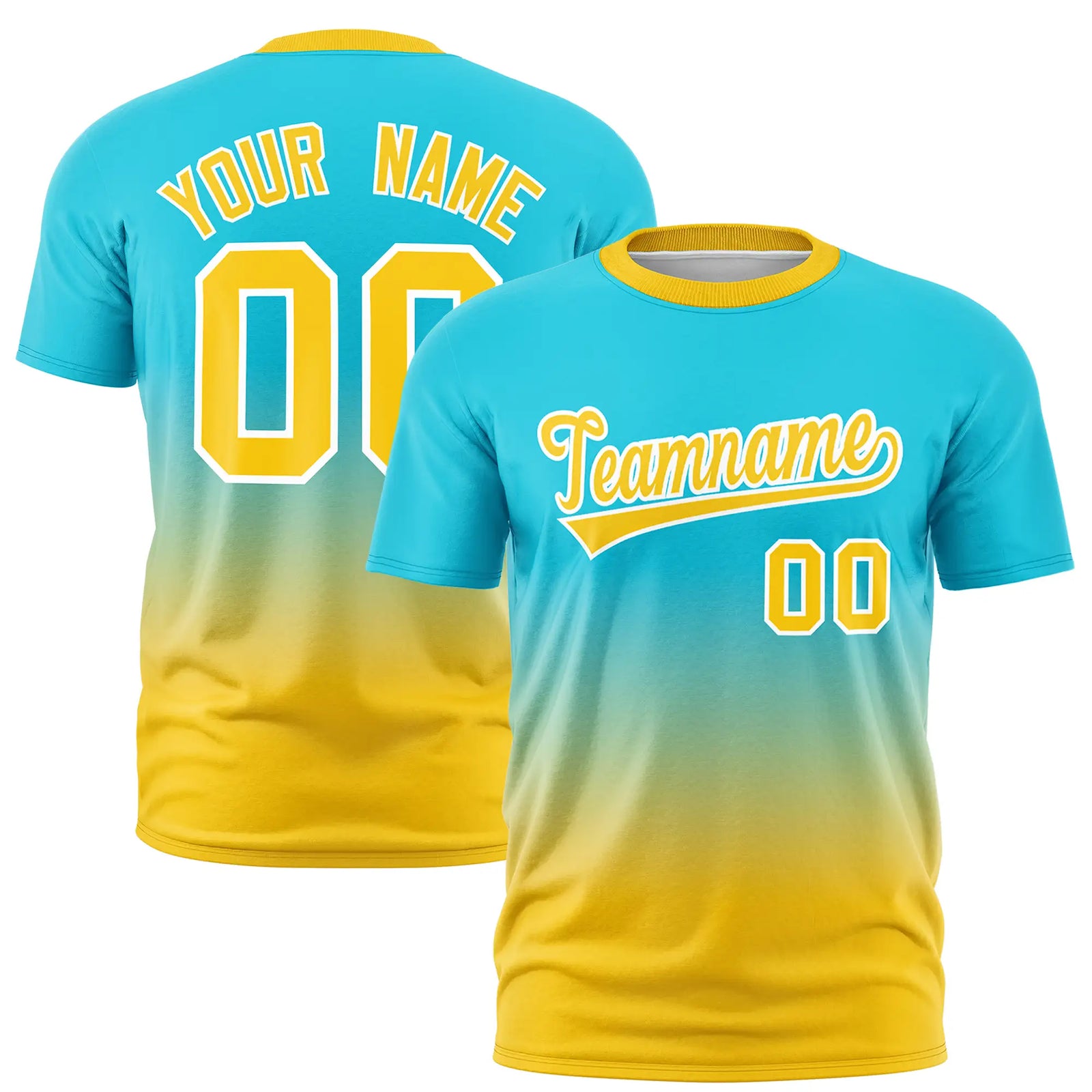 Custom Sky Blue-Gold01 Gradient Fashion Design Performance T-Shirt