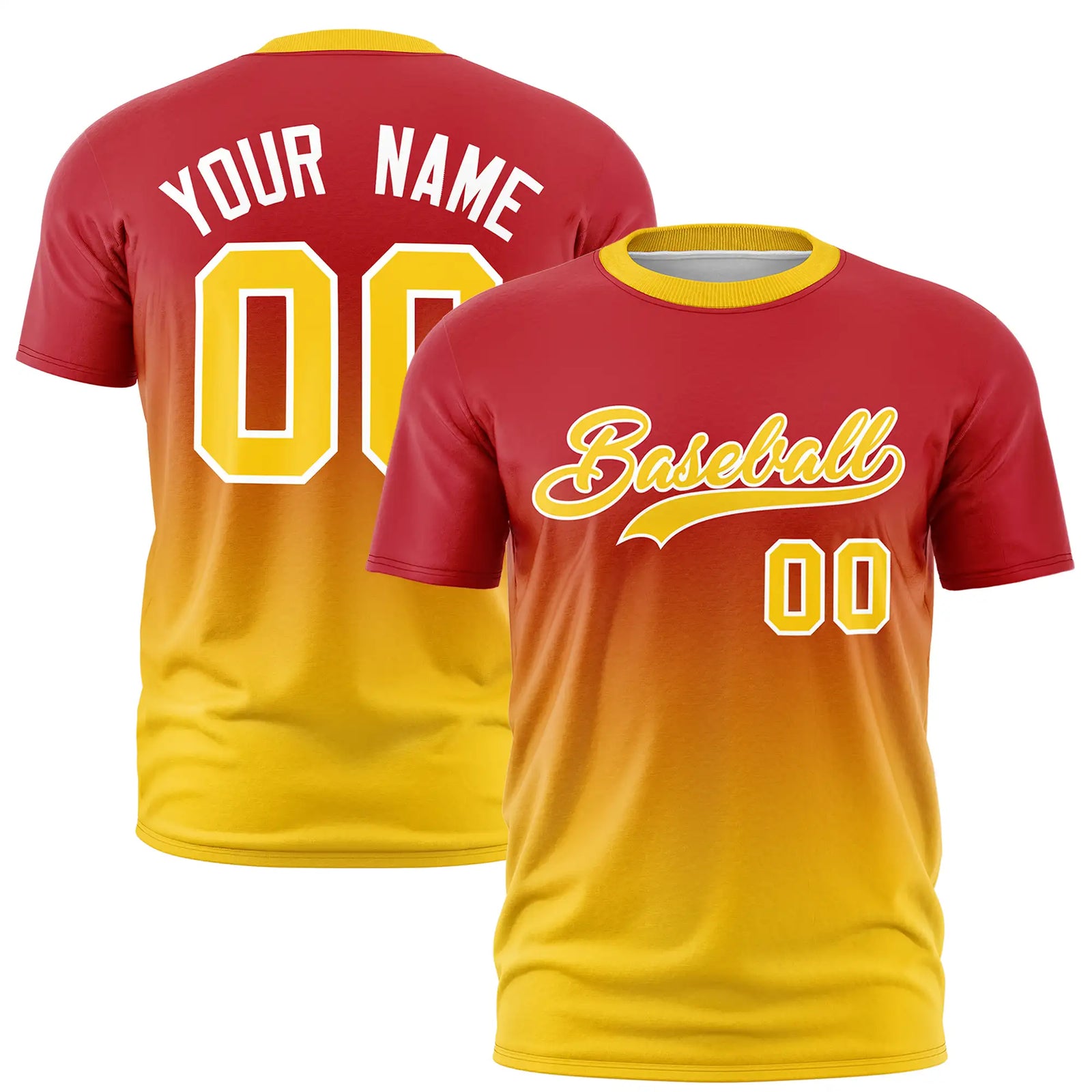 Custom Red-Gold01 Gradient Fashion Design Performance T-Shirt