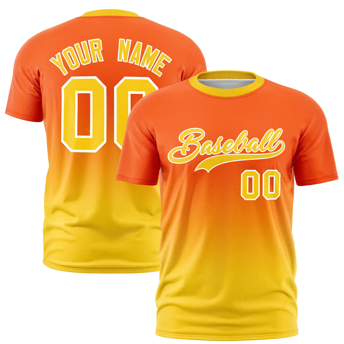 Custom Orange-Gold01 Gradient Fashion Design Performance T-Shirt
