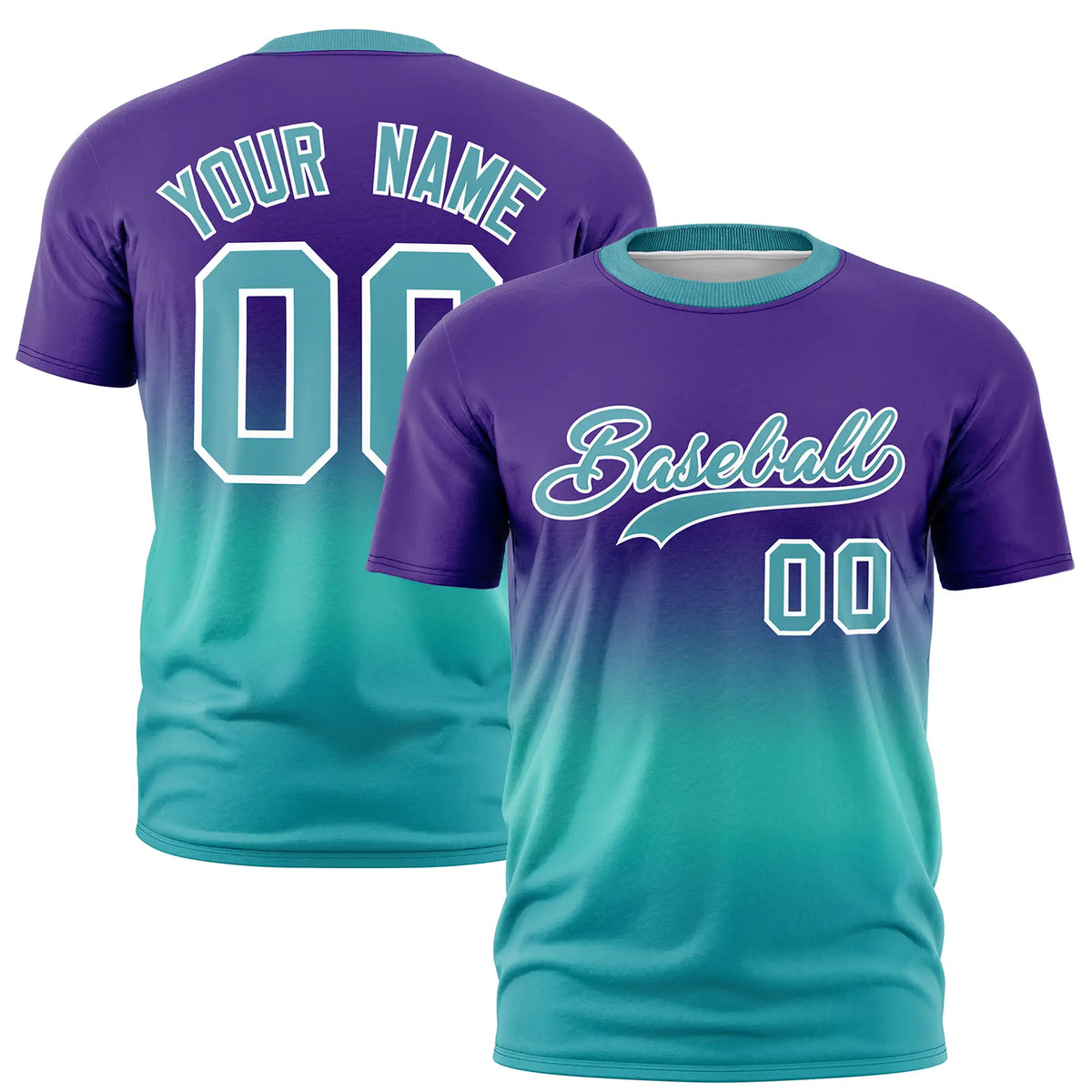 Custom Purple-Aqua Gradient Fashion Design Performance T-Shirt
