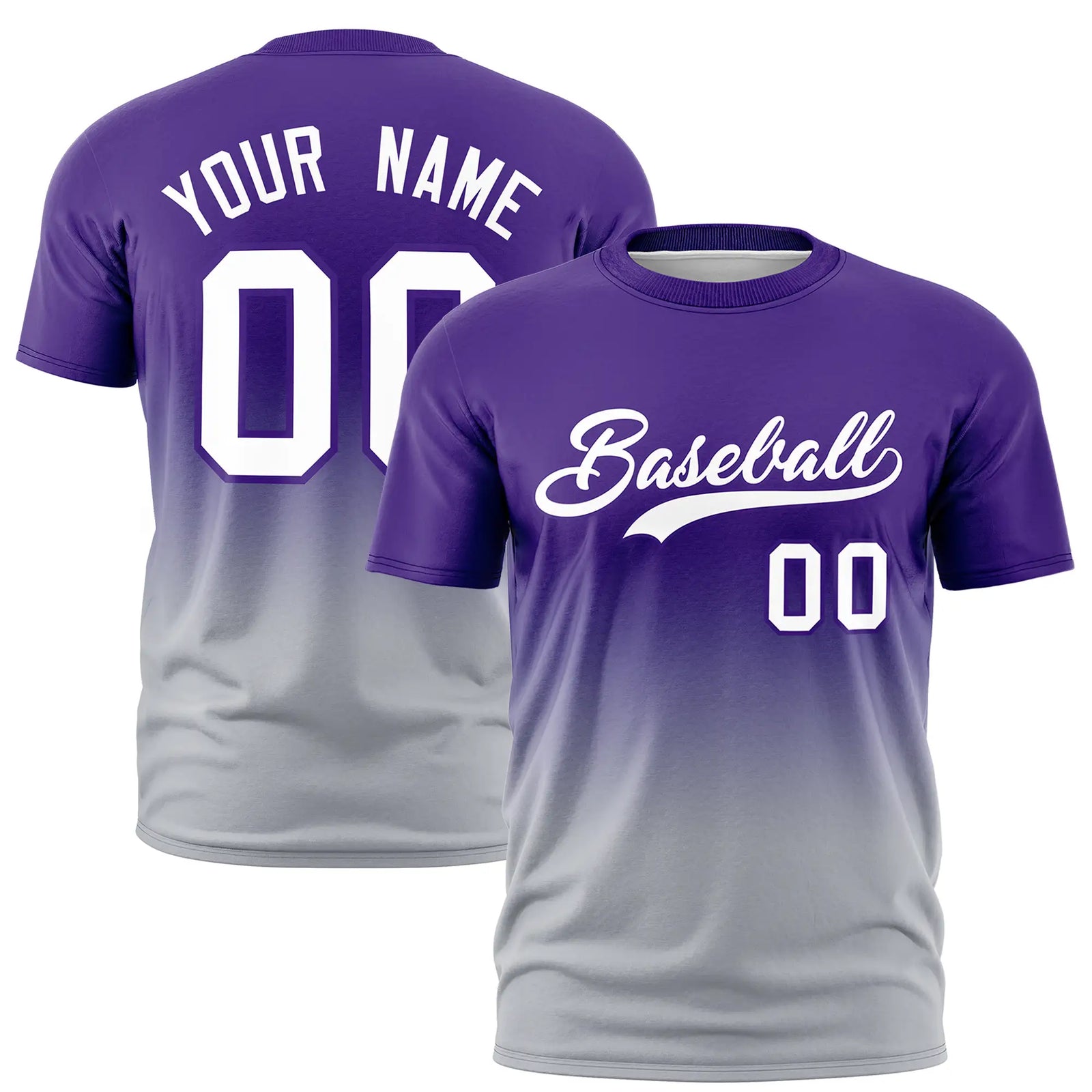 Custom Purple-Gray Gradient Fashion Design Performance T-Shirt