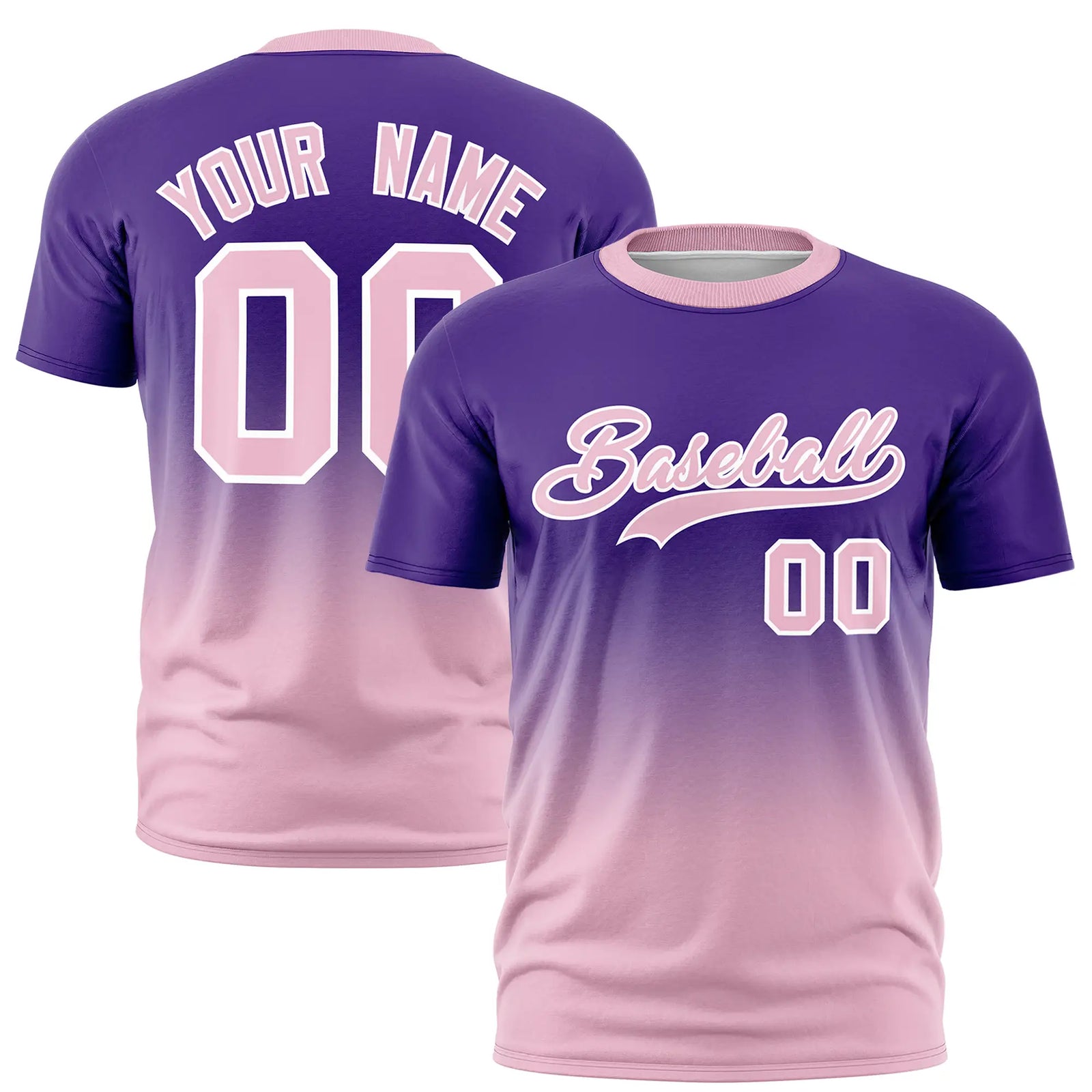 Custom Purple-Light Pink Gradient Fashion Design Performance T-Shirt