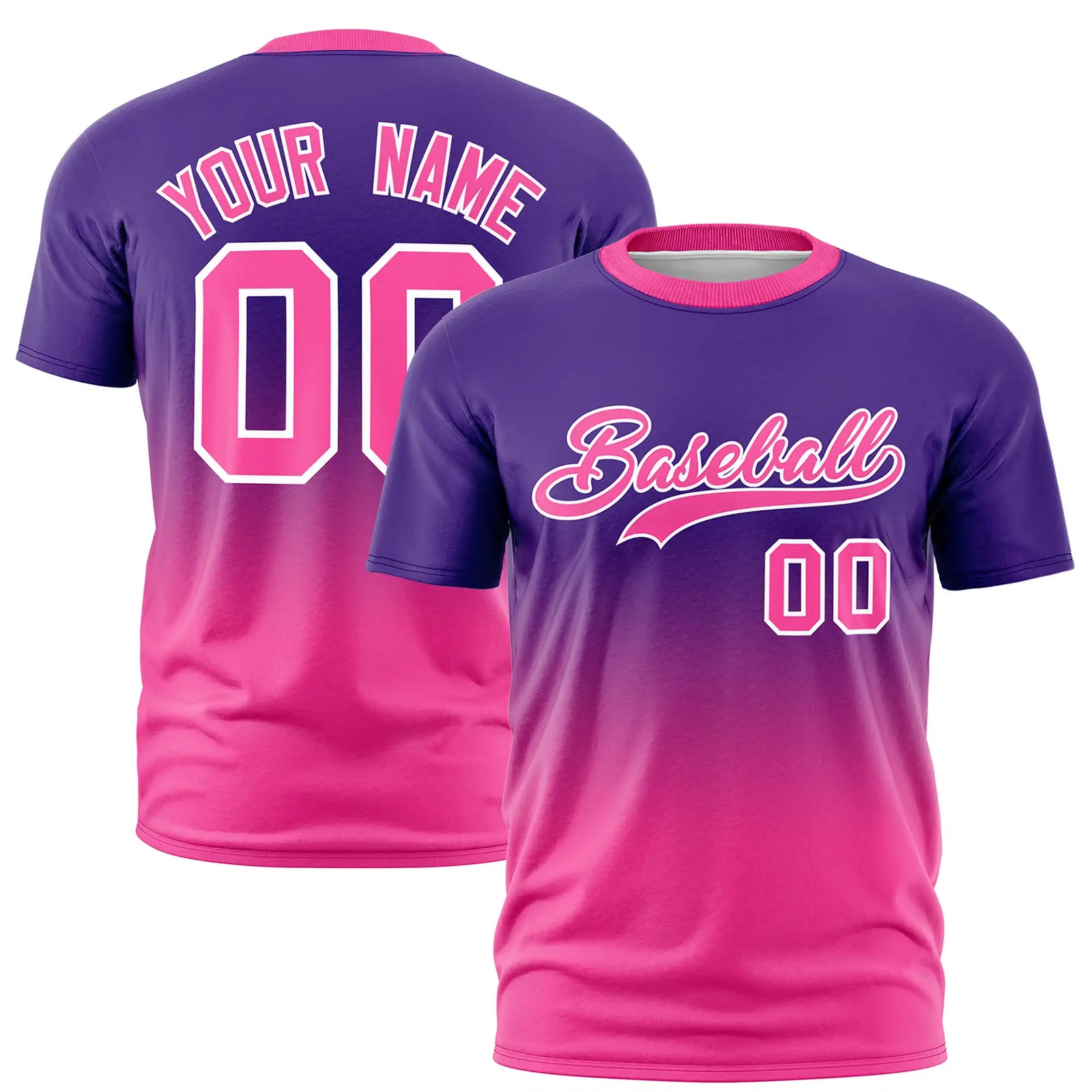 Custom Purple-Pink Gradient Fashion Design Performance T-Shirt