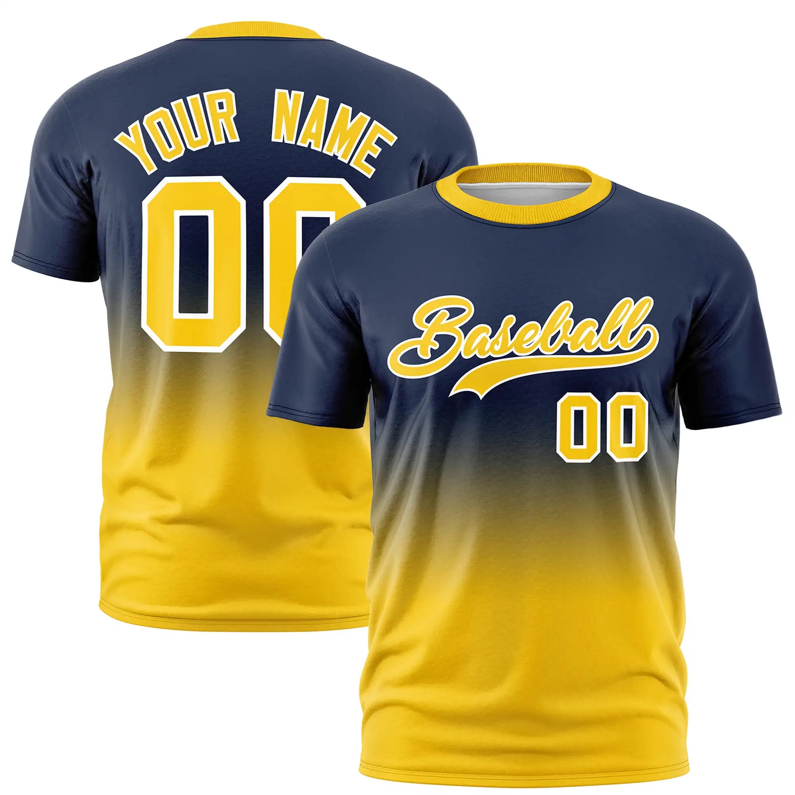 Custom Navy-Gold01 Gradient Fashion Design Performance T-Shirt