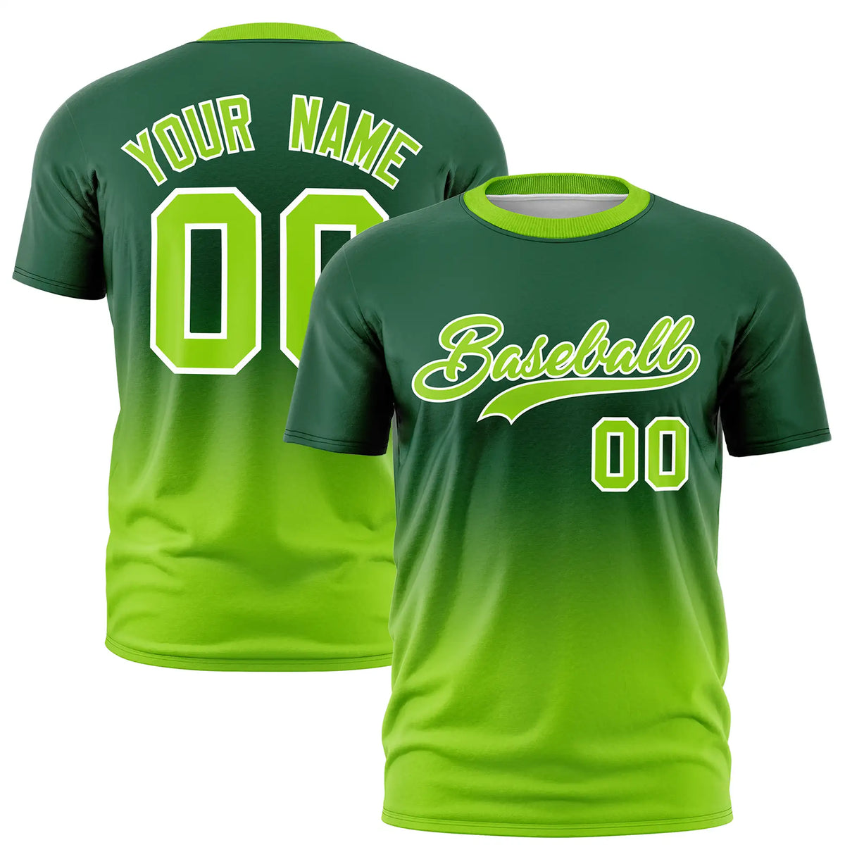 Custom Green-Neon Green Gradient Fashion Design Performance T-Shirt