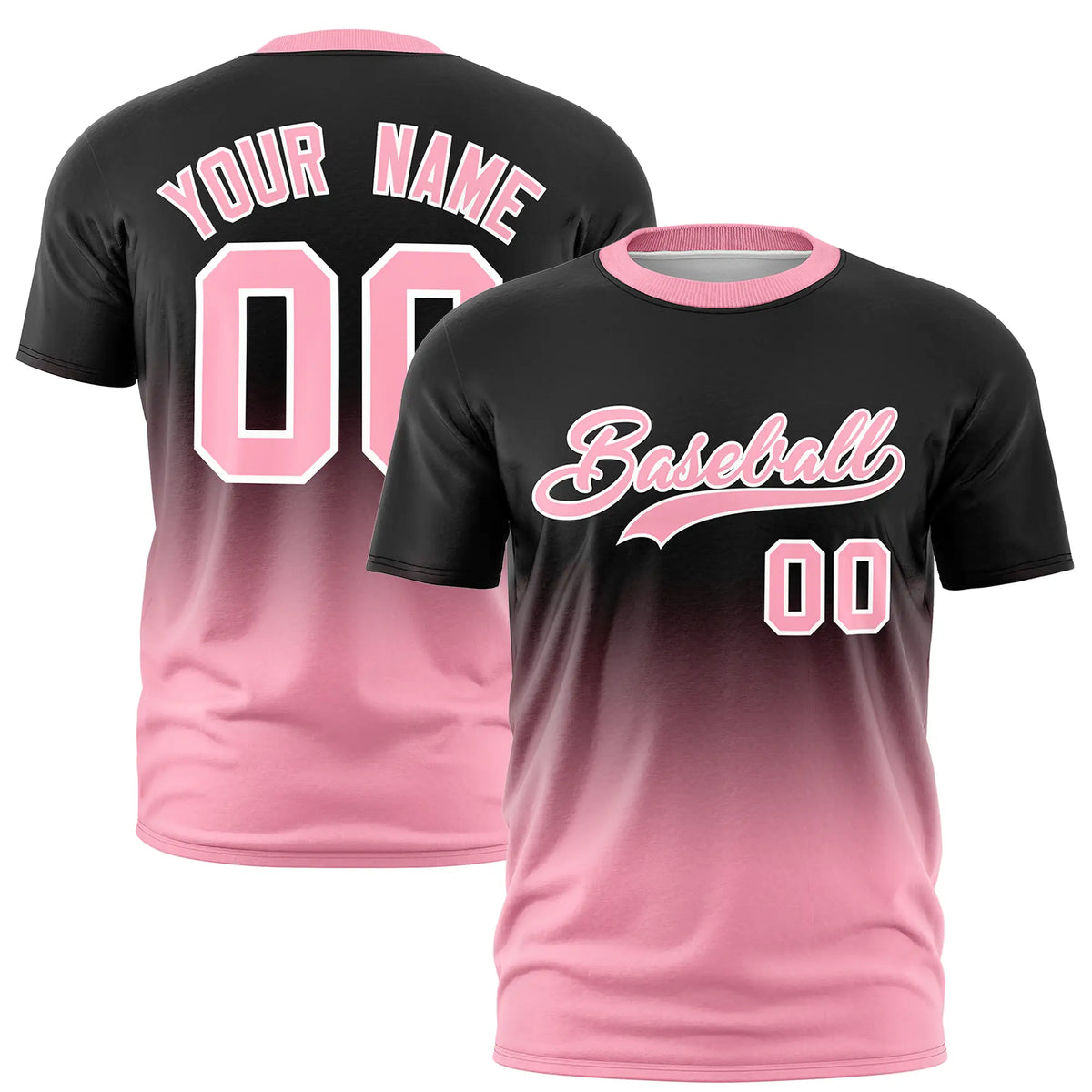 Custom Black-Light Pink Gradient Fashion Design Performance T-Shirt