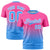 Custom Pink-Powder Blue Gradient Fashion Design Performance T-Shirt