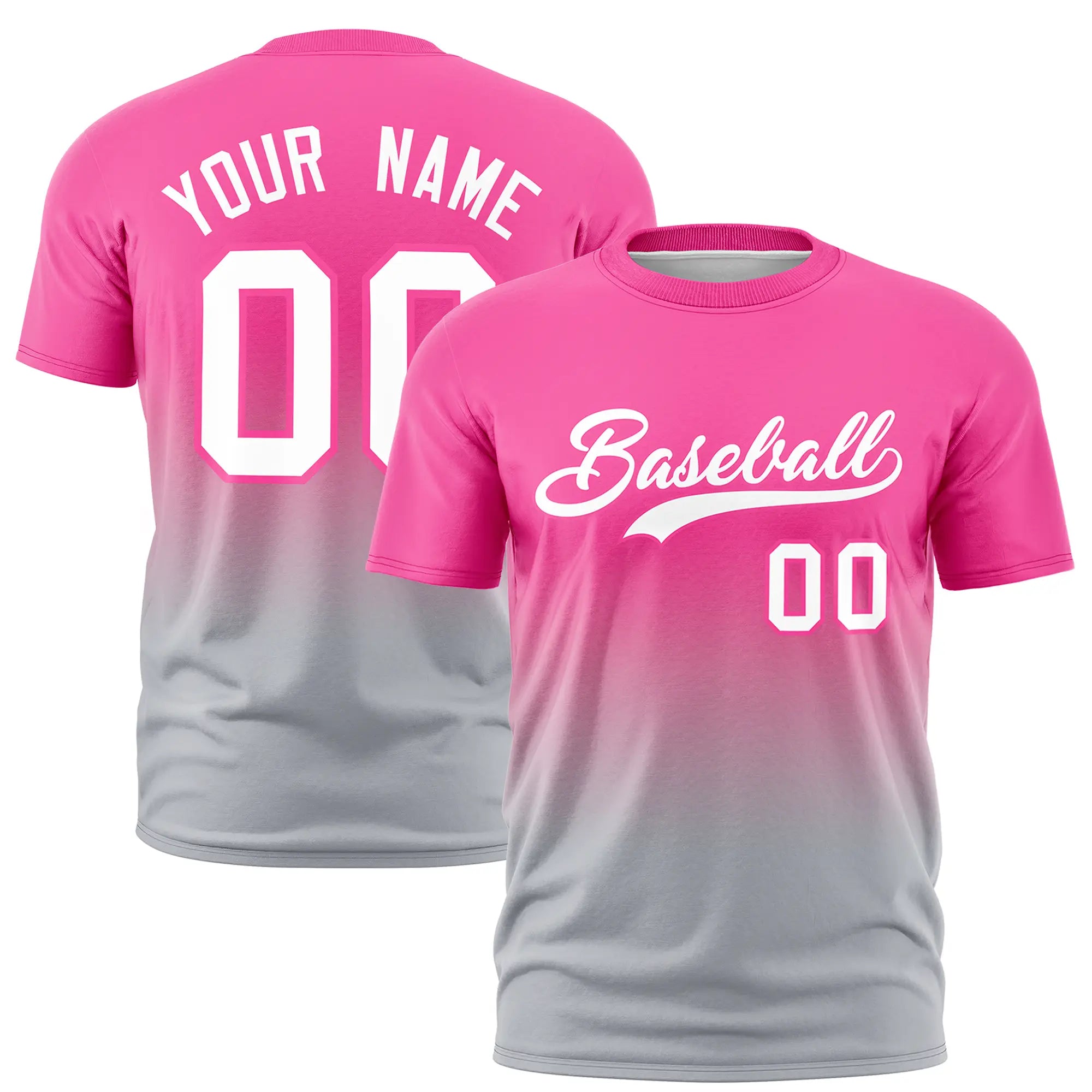 Custom Pink-Gray Gradient Fashion Design Performance T-Shirt