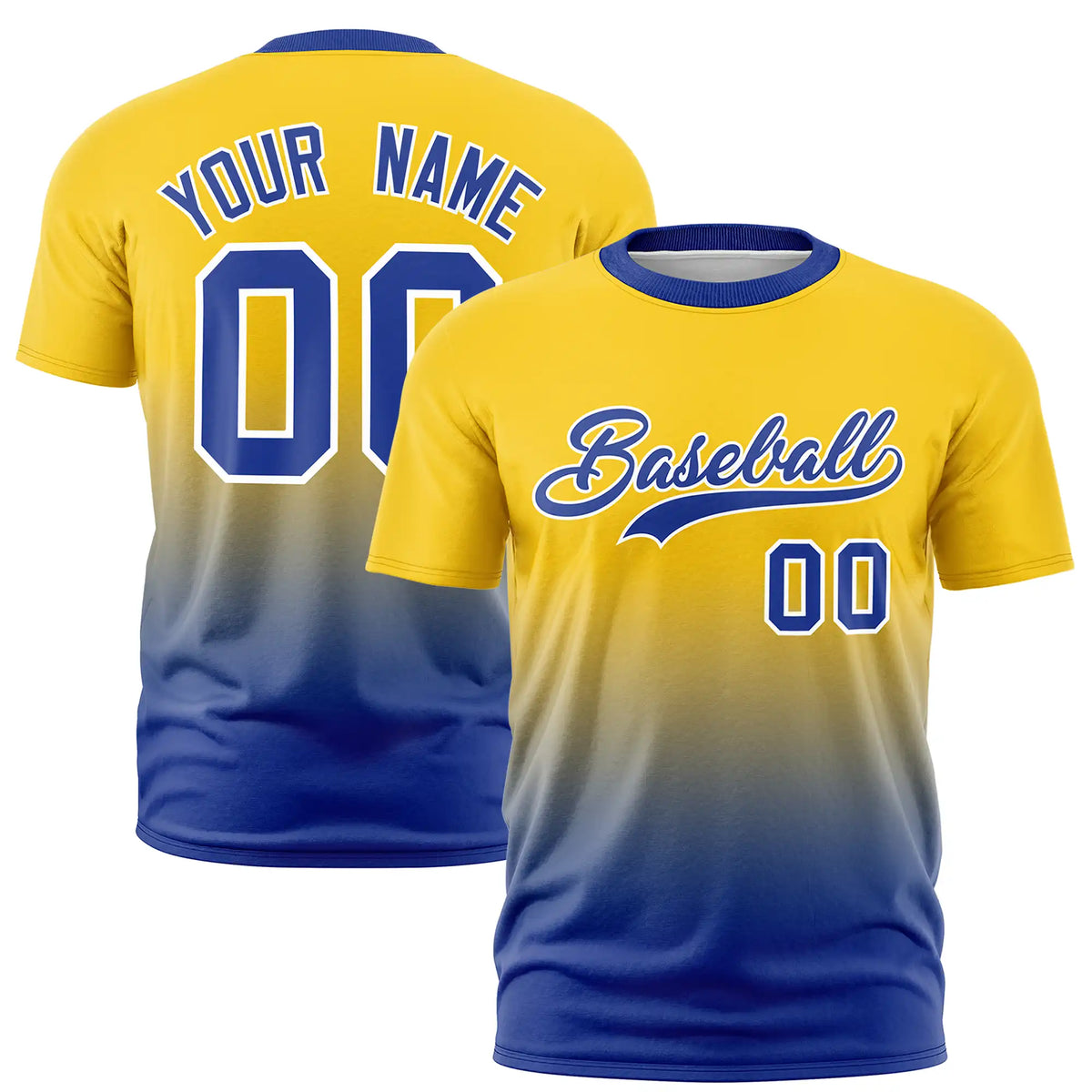 Custom Gold01-Royal Blue Gradient Fashion Design Performance T-Shirt