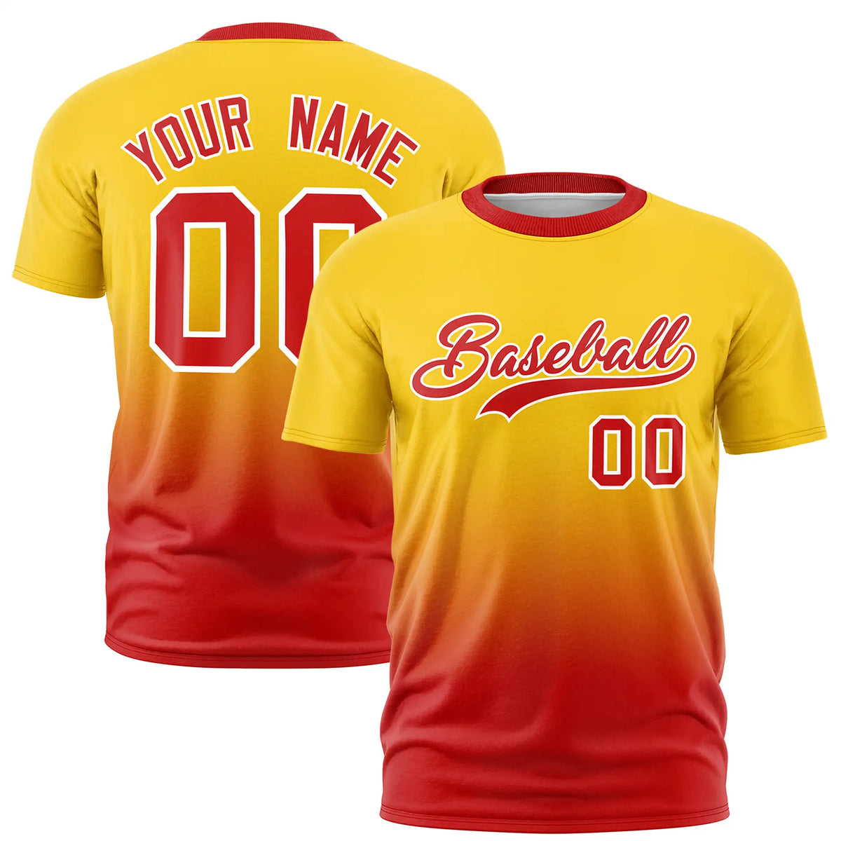 Custom Gold01-Red Gradient Fashion Design Performance T-Shirt