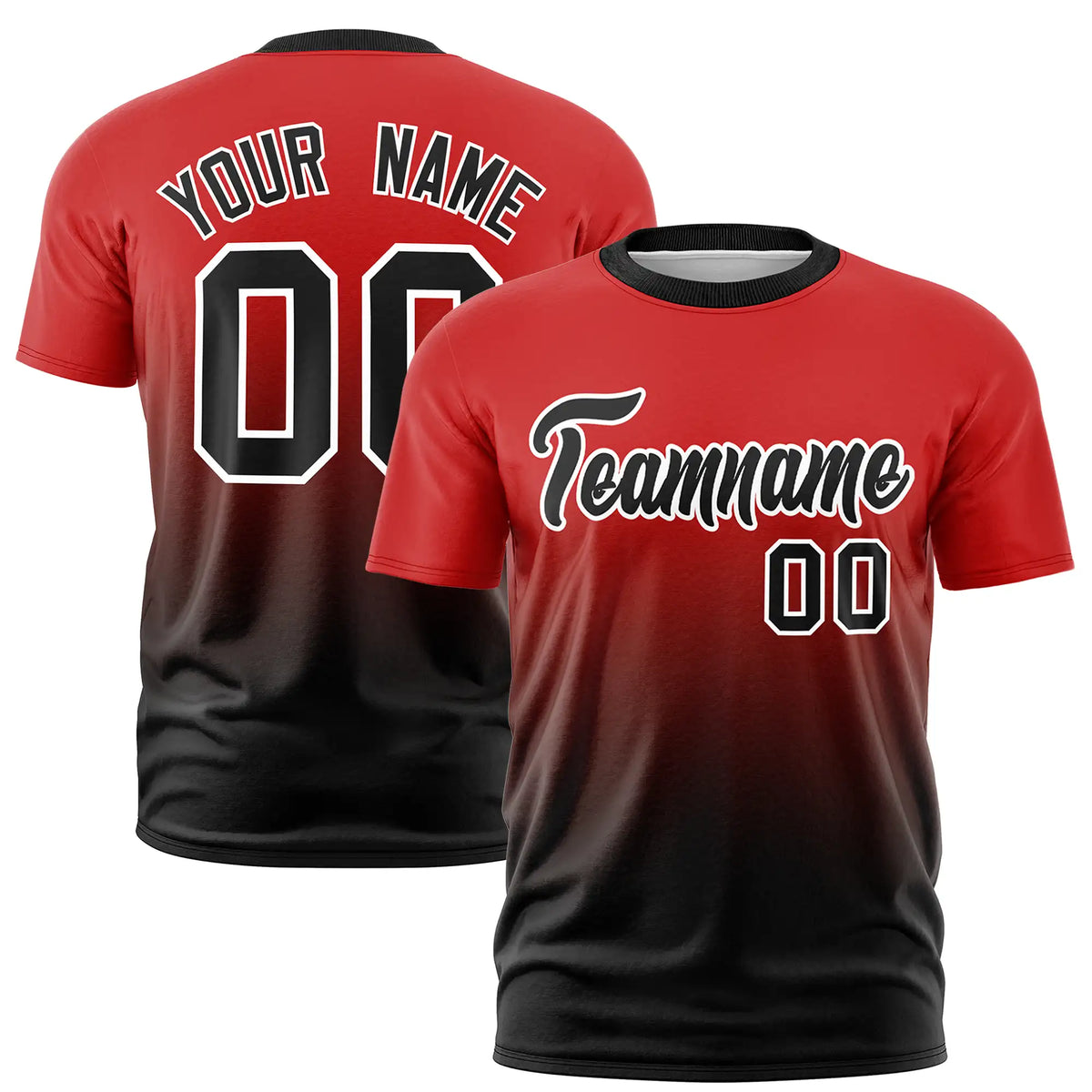 Custom Red-Black Gradient Fashion Design Performance T-Shirt