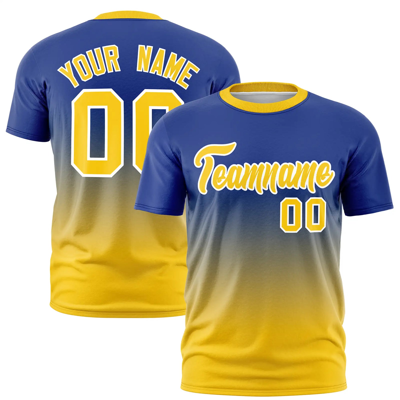 Custom Royal Blue-Gold01 Gradient Fashion Design Performance T-Shirt