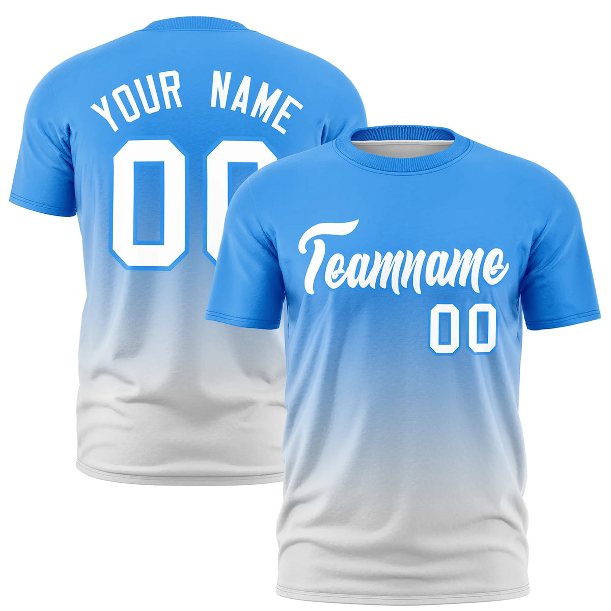 Custom Powder Blue-Gray Gradient Fashion Design Performance T-Shirt