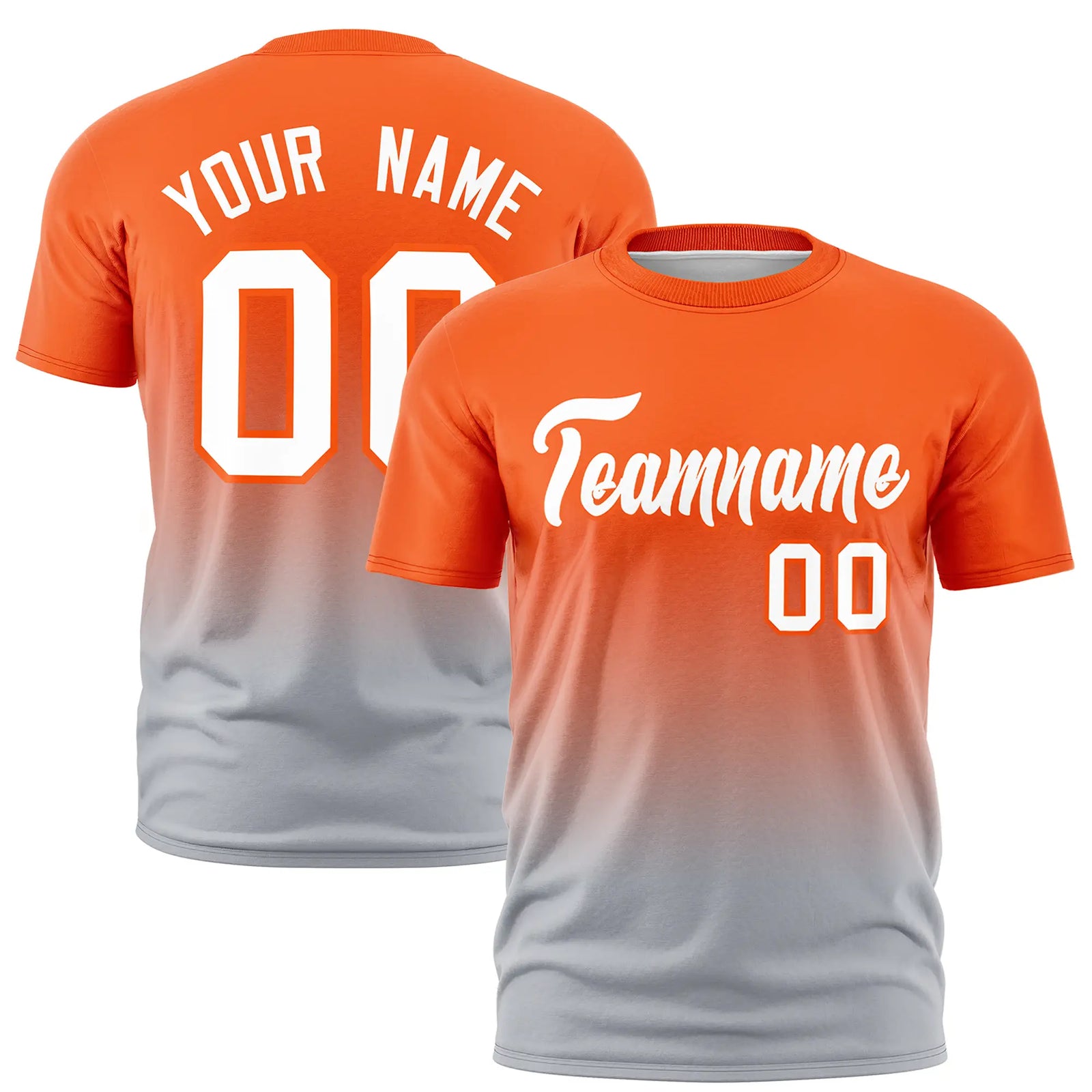 Custom Orange-Gray Gradient Fashion Design Performance T-Shirt
