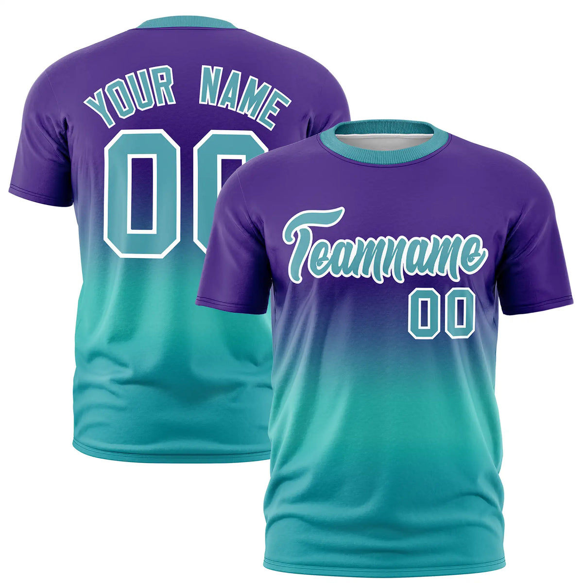 Custom Purple-Aqua Gradient Fashion Design Performance T-Shirt