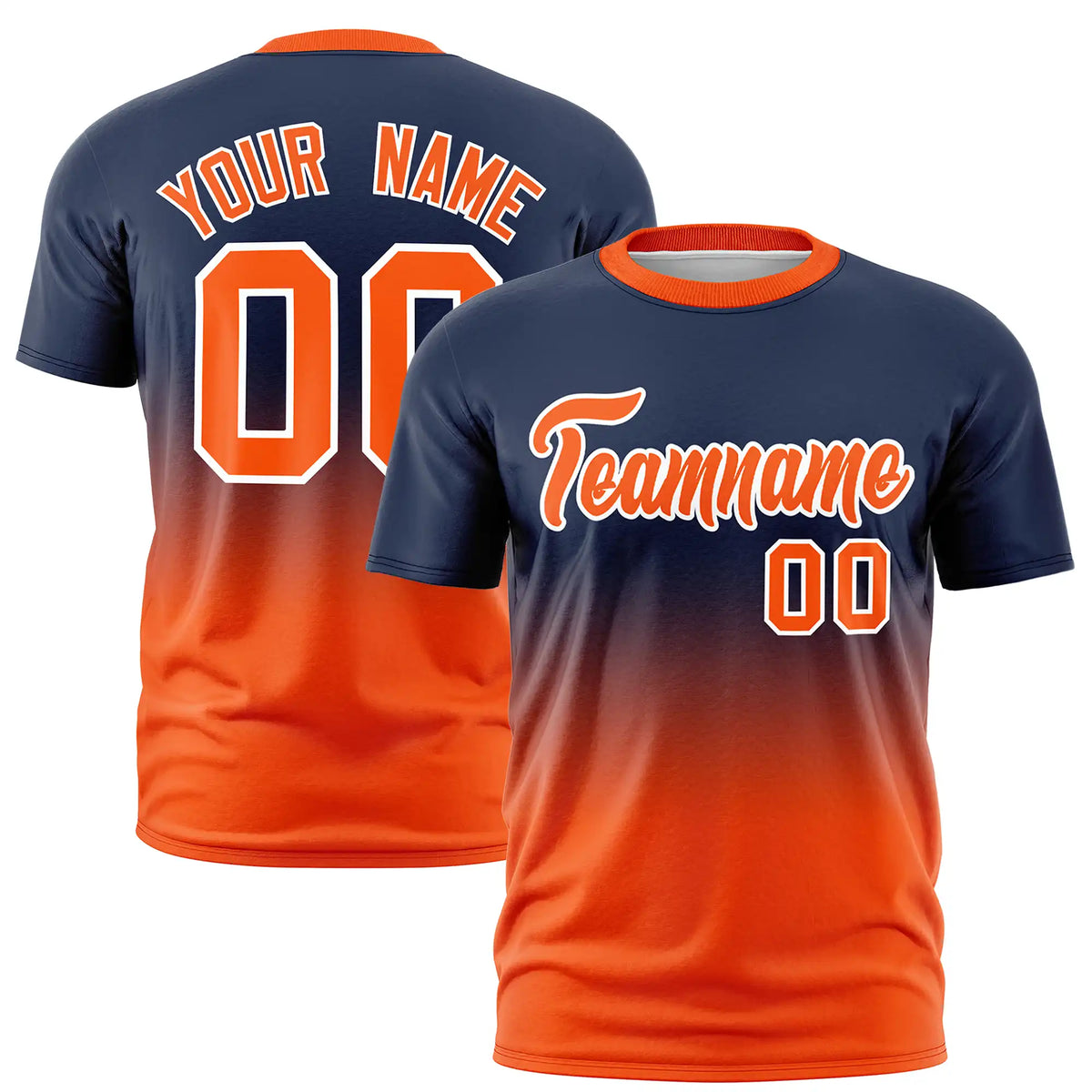 Custom Navy-Orange Gradient Fashion Design Performance T-Shirt