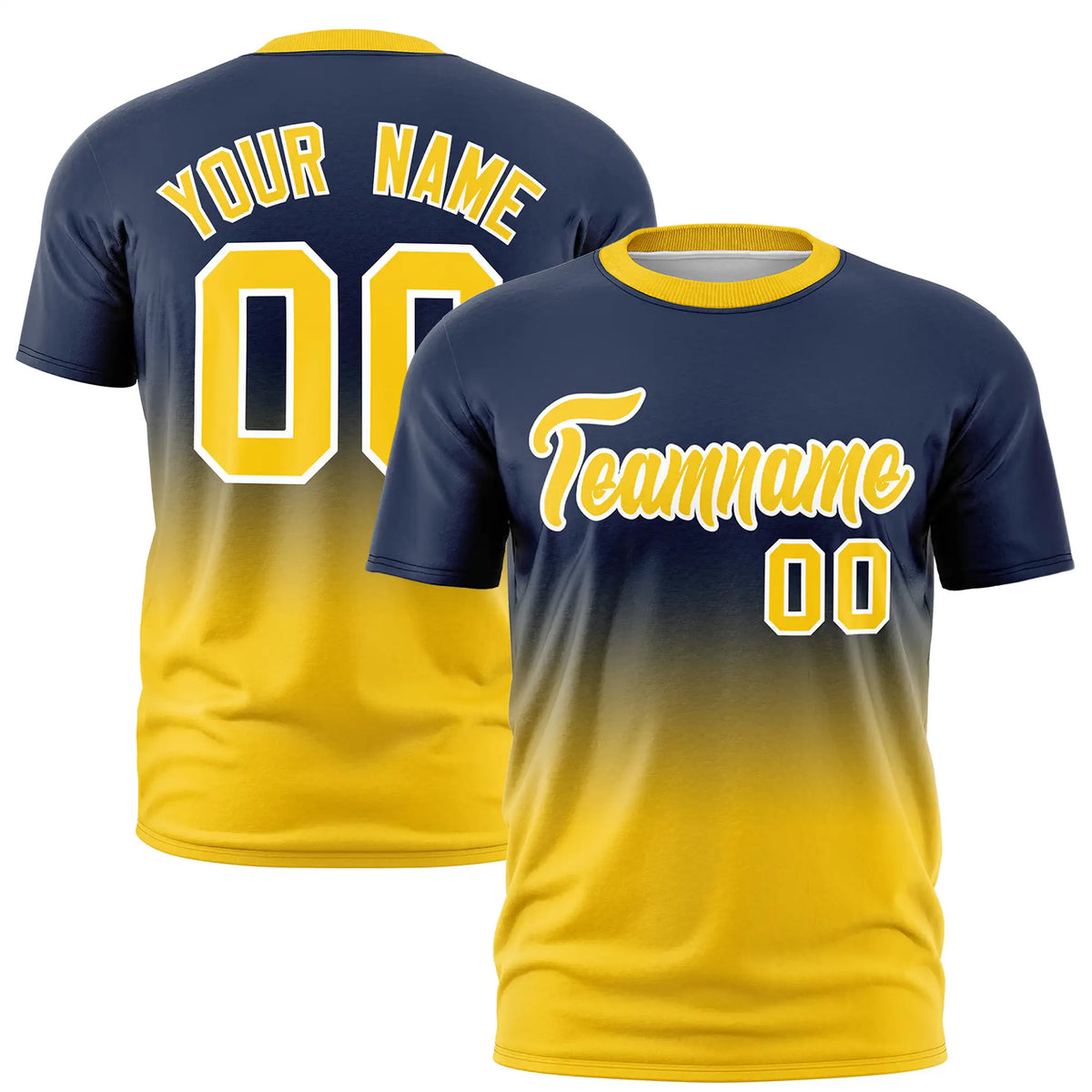 Custom Navy-Gold01 Gradient Fashion Design Performance T-Shirt