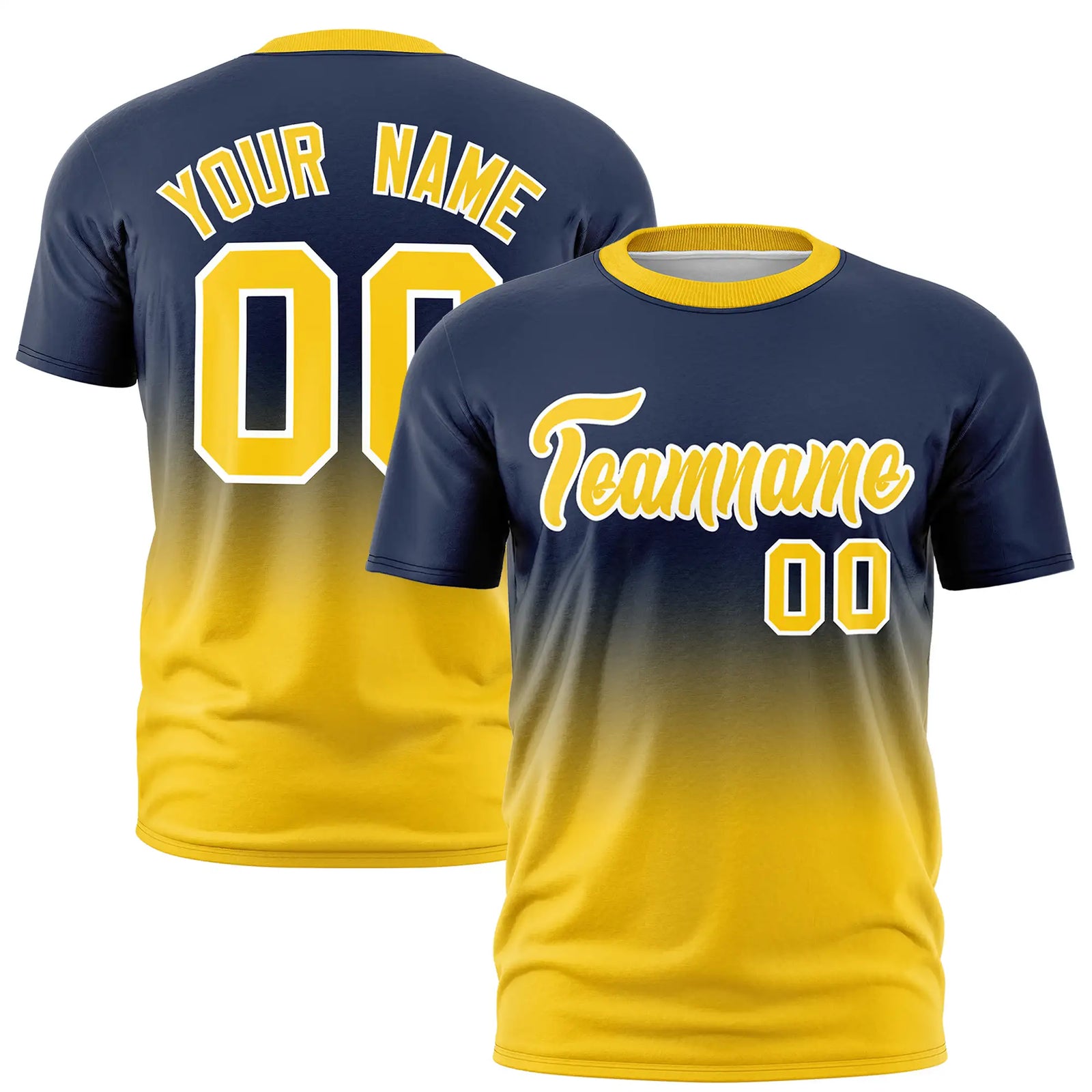 Custom Navy-Gold01 Gradient Fashion Design Performance T-Shirt